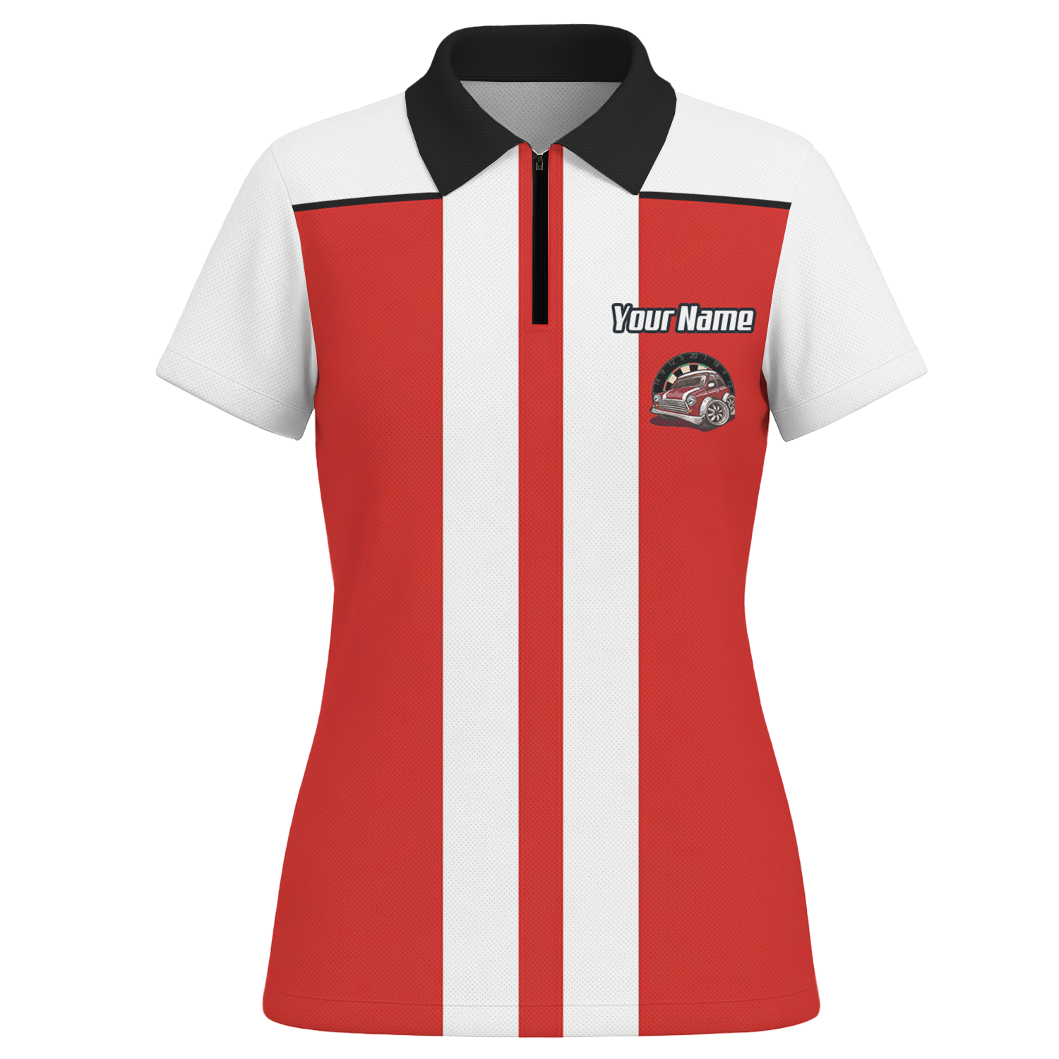Personalised Classic Car Dart Jersey Red White Racing Polo and Zipper For Women X6562 - Polo -w Zipper Yes