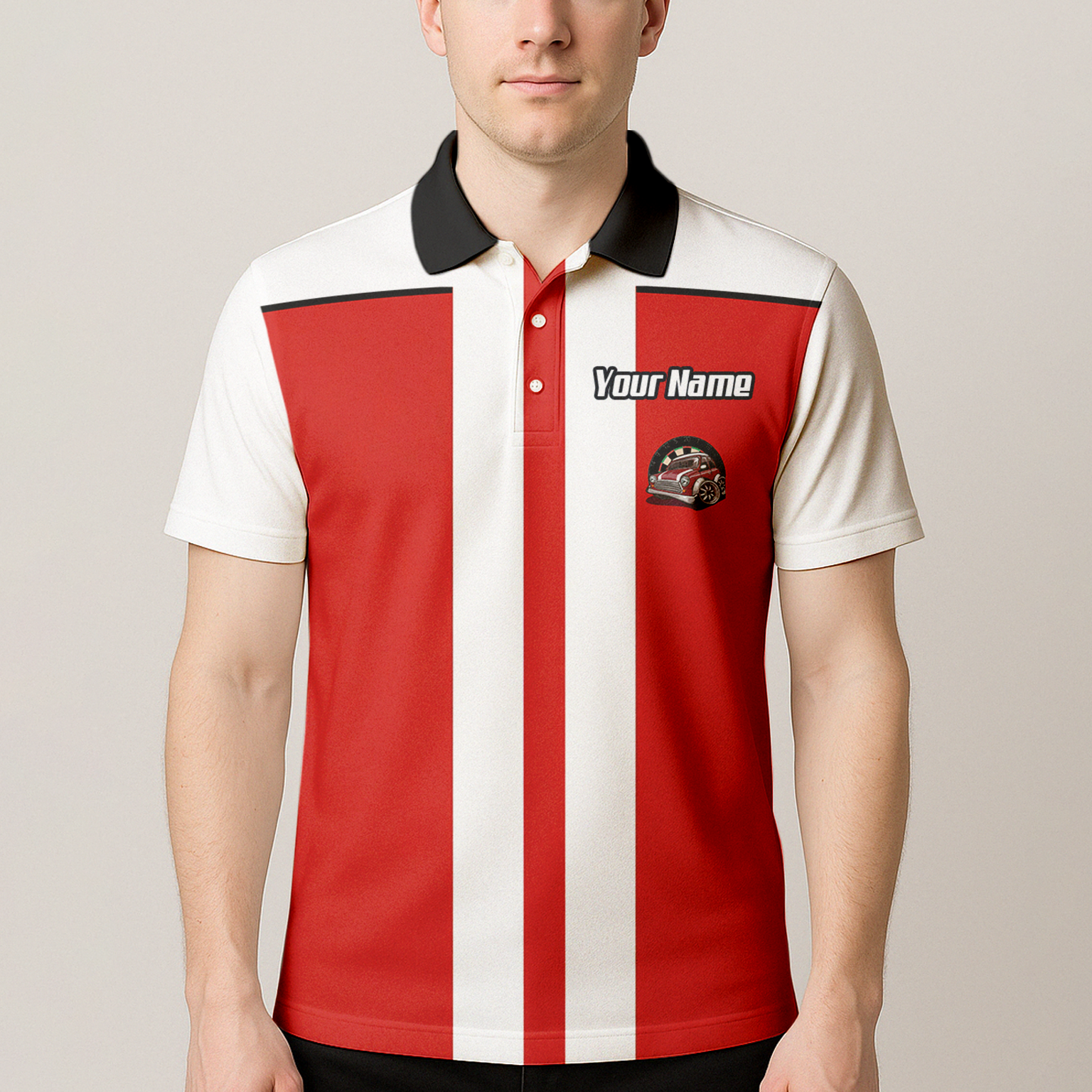 Personalised Classic Car Dart Jersey Red White Racing Polo and Zipper For Men X6562