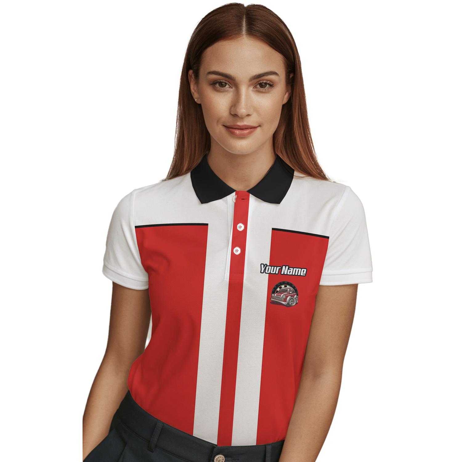 Personalised Classic Car Dart Jersey Red White Racing Polo and Zipper For Women X6562