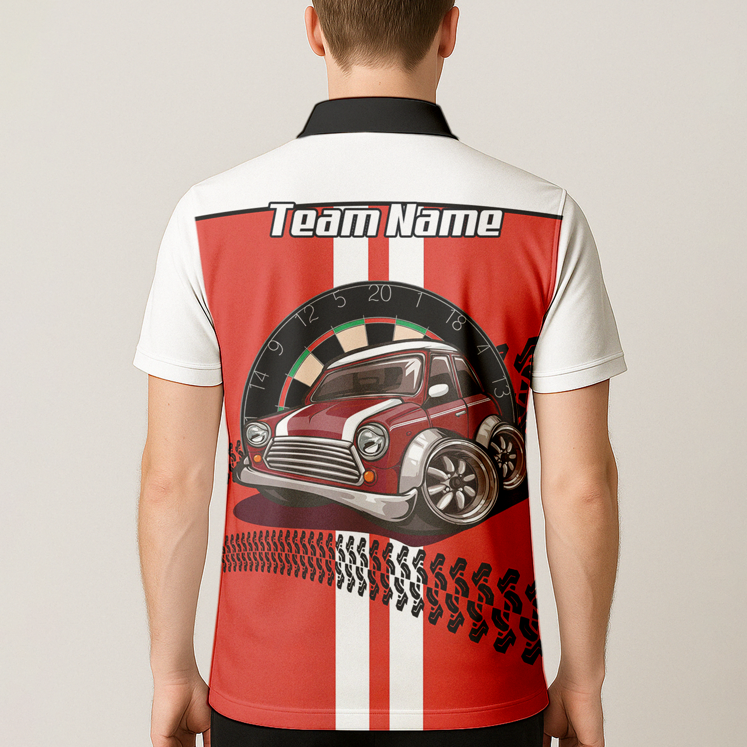 Personalised Classic Car Dart Jersey Red White Racing Polo and Zipper For Men X6562