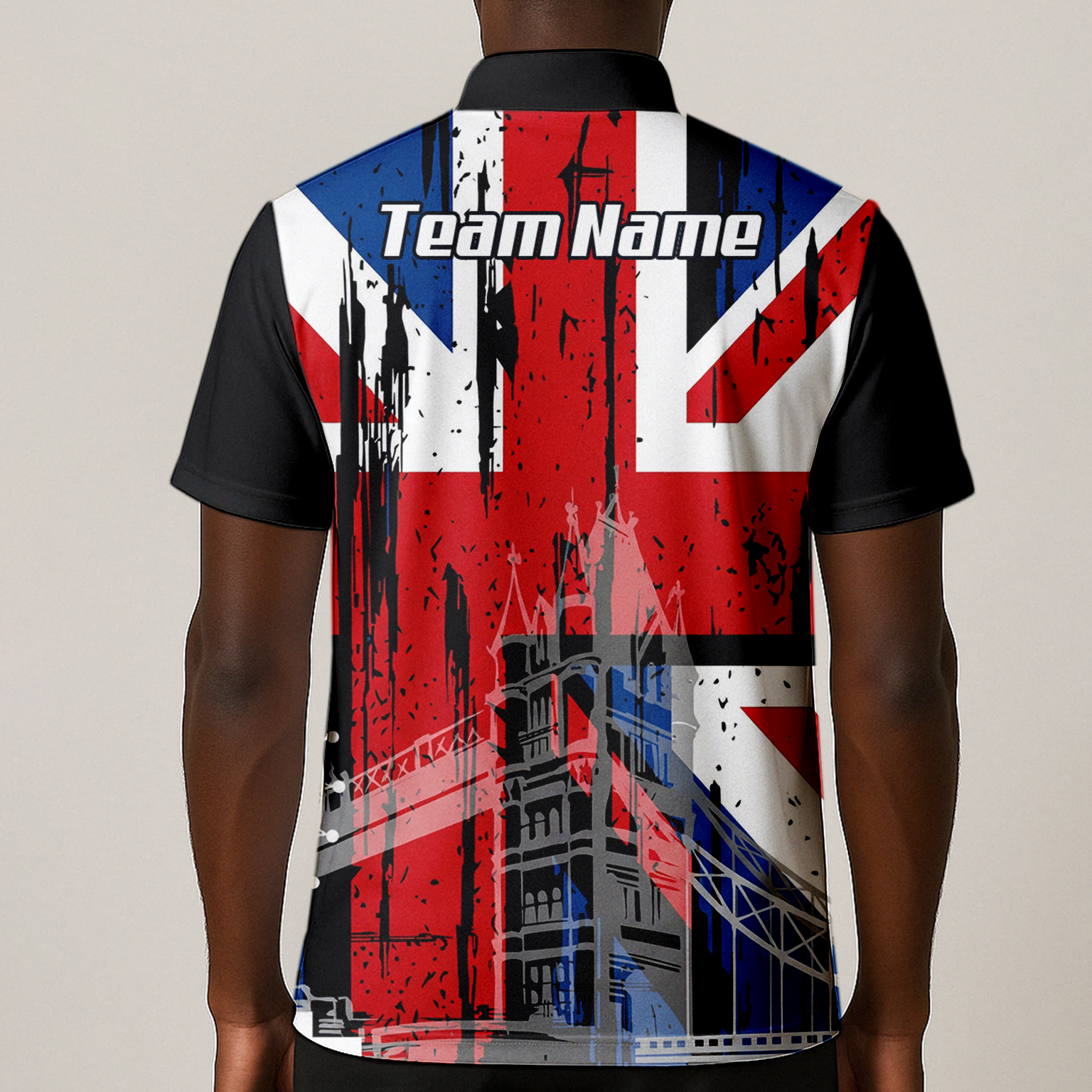 Personalised Union Jack London Landmarks Dart Jersey Polo and Zipper For Men Red Blue Black Custom Name Shirt X7232