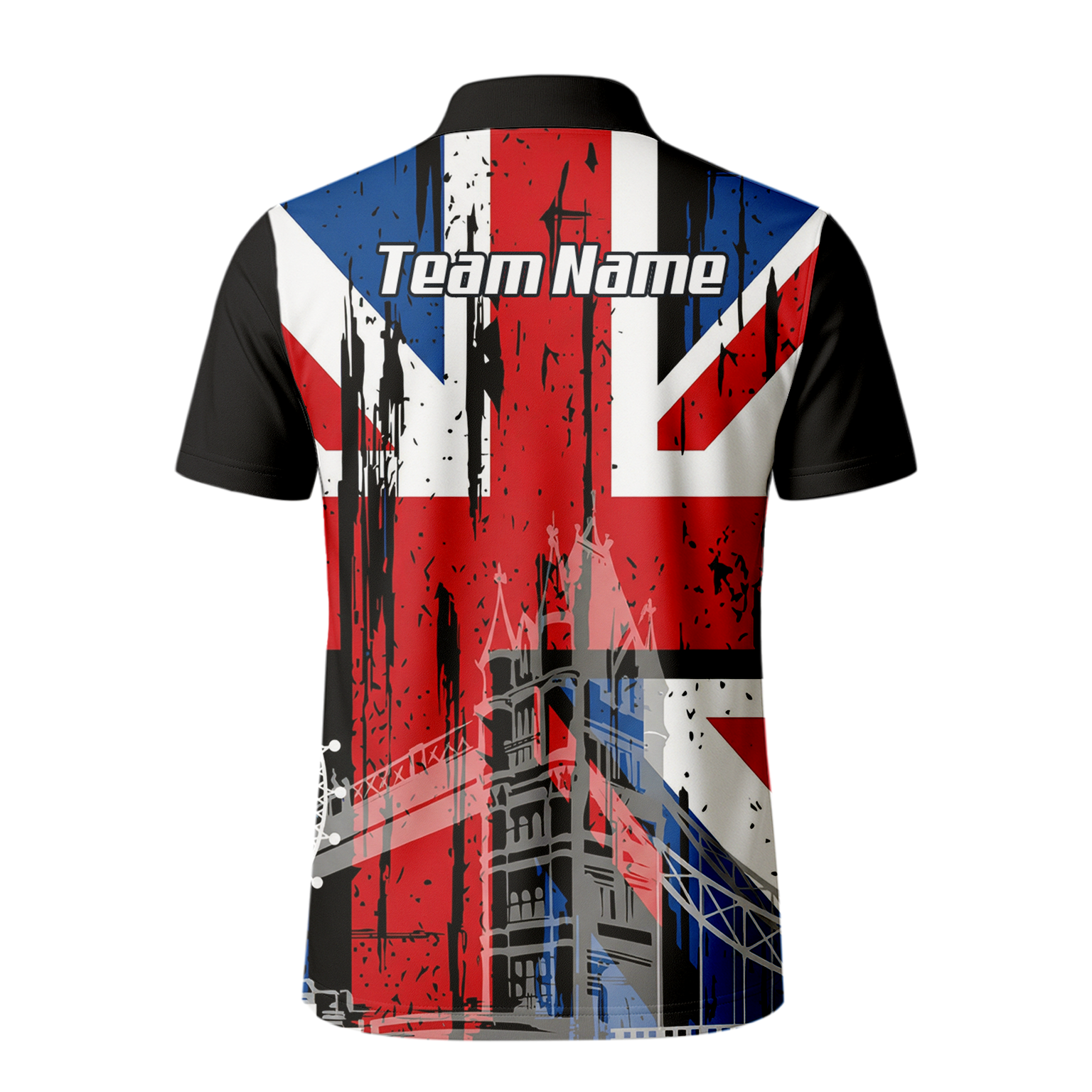 Personalised Union Jack London Landmarks Dart Jersey Polo and Zipper For Men Red Blue Black Custom Name Shirt X7232