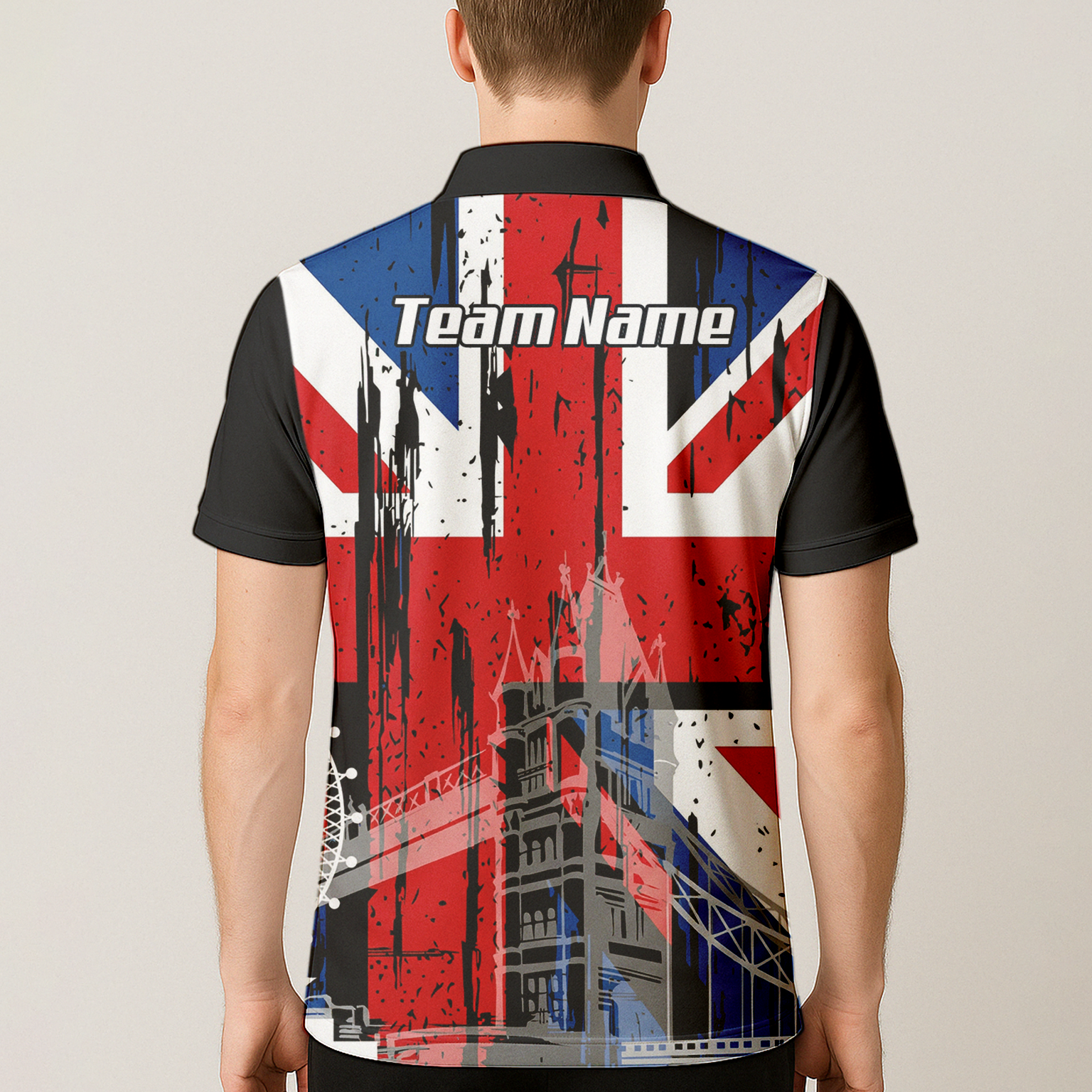 Personalised Union Jack London Landmarks Dart Jersey Polo and Zipper For Men Red Blue Black Custom Name Shirt X7232