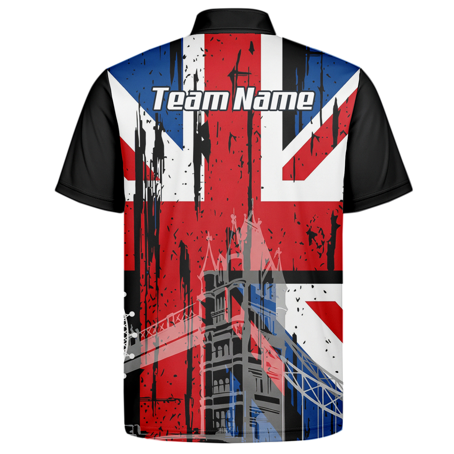 Personalised Union Jack London Landmarks Dart Jersey Polo and Zipper For Men Red Blue Black Custom Name Shirt X7232