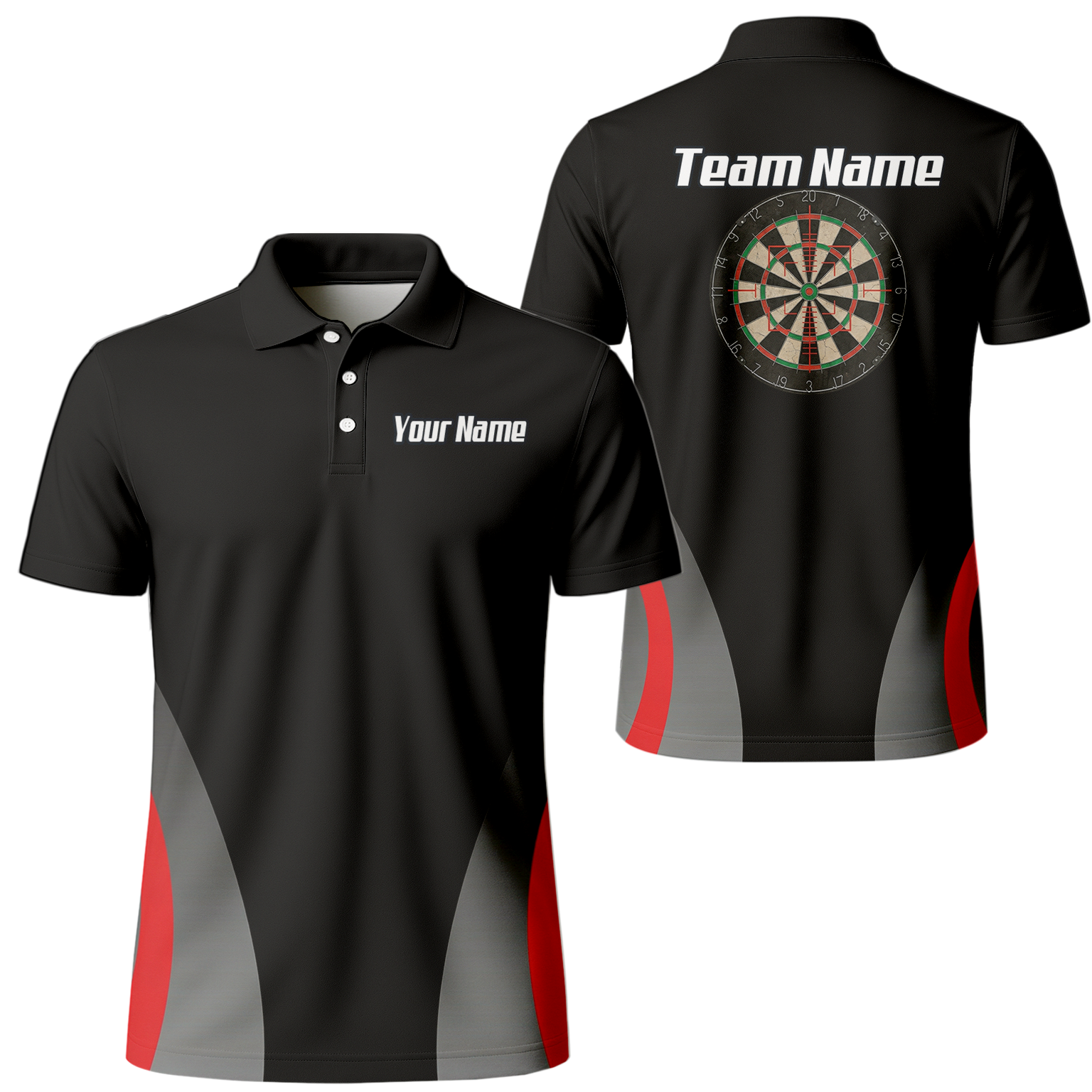 Personalised Dartboard Dart Jersey Polo and Zipper Black Red Grey For Men Y3238 - Polo Yes