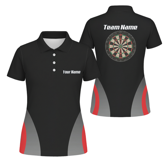 Personalised Dartboard Dart Jersey Polo and Zipper Black Red Grey For Women Y3238 - Polo Yes