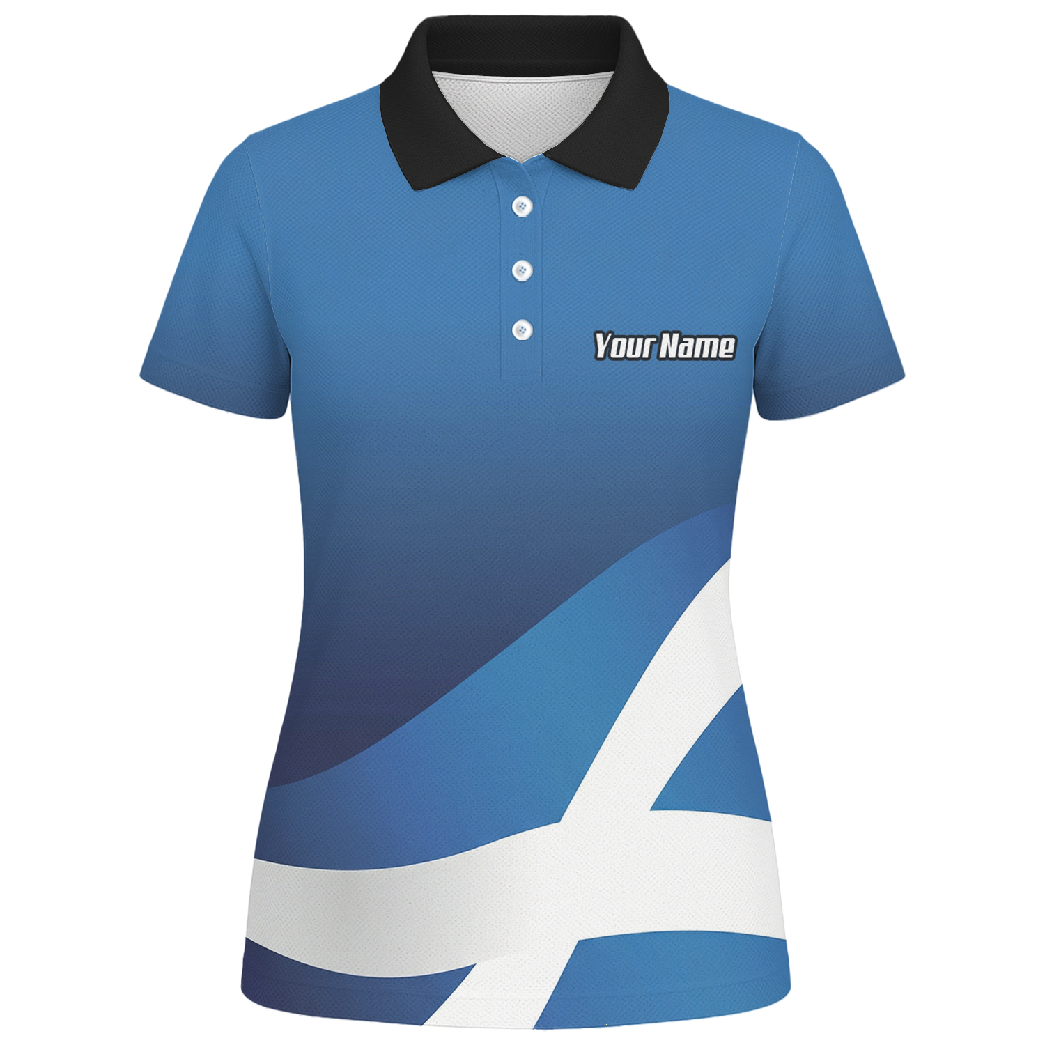 Personalised Scotland Saltire Dart Jersey Polo and Zipper Blue White For Women Y3906