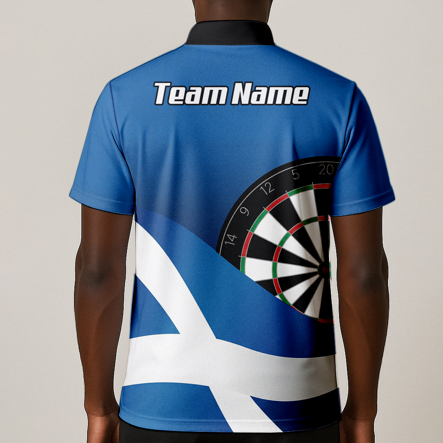 Personalised Scotland Saltire Dart Jersey Polo and Zipper Blue White For Men Y3906