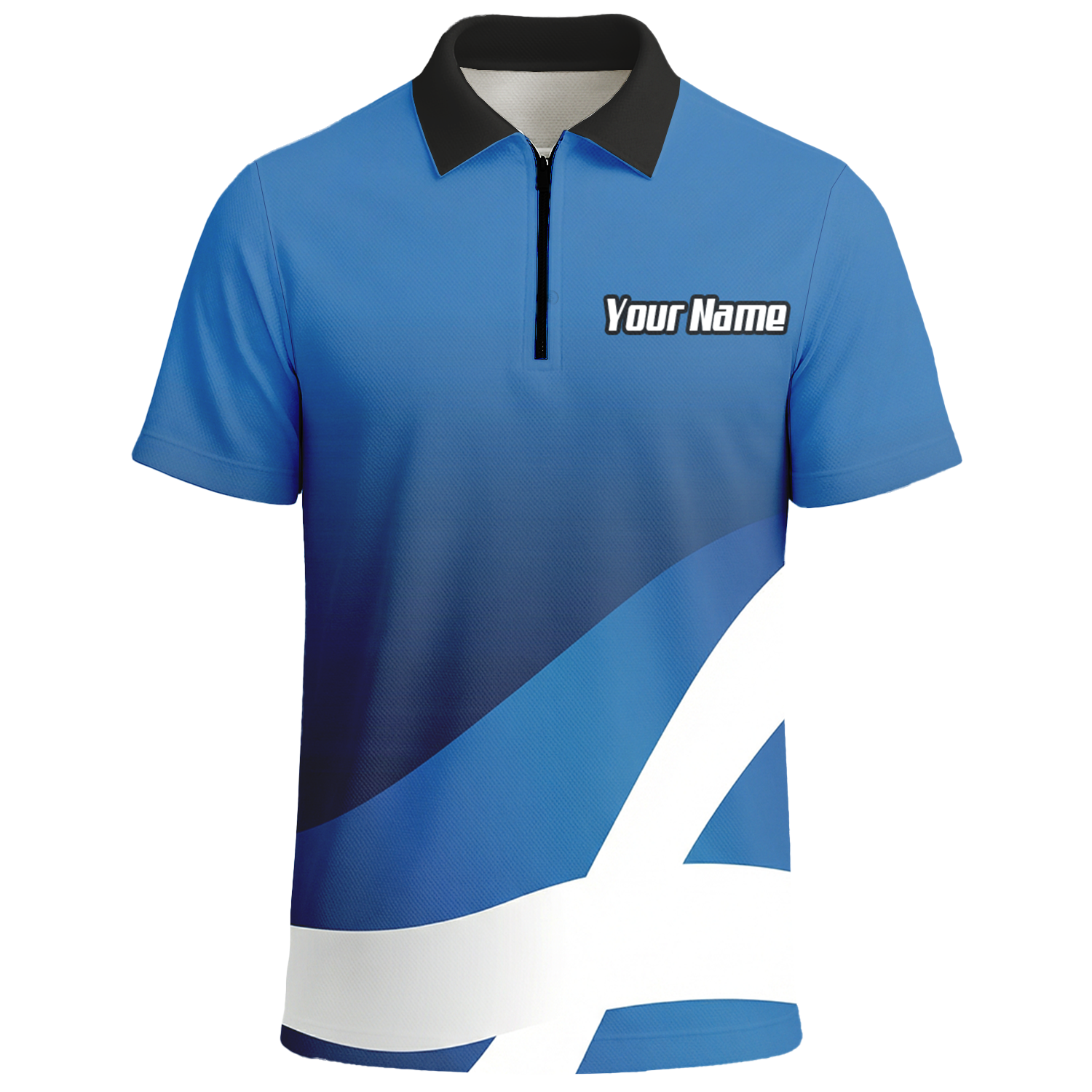 Personalised Scotland Saltire Dart Jersey Polo and Zipper Blue White For Men Y3906 - Polo -w Zipper Yes