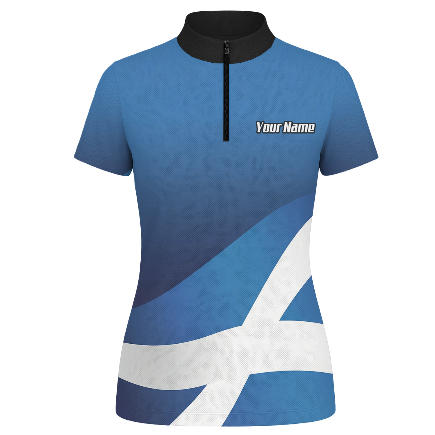 Personalised Scotland Saltire Dart Jersey Polo and Zipper Blue White For Women Y3906 - Zipper Yes