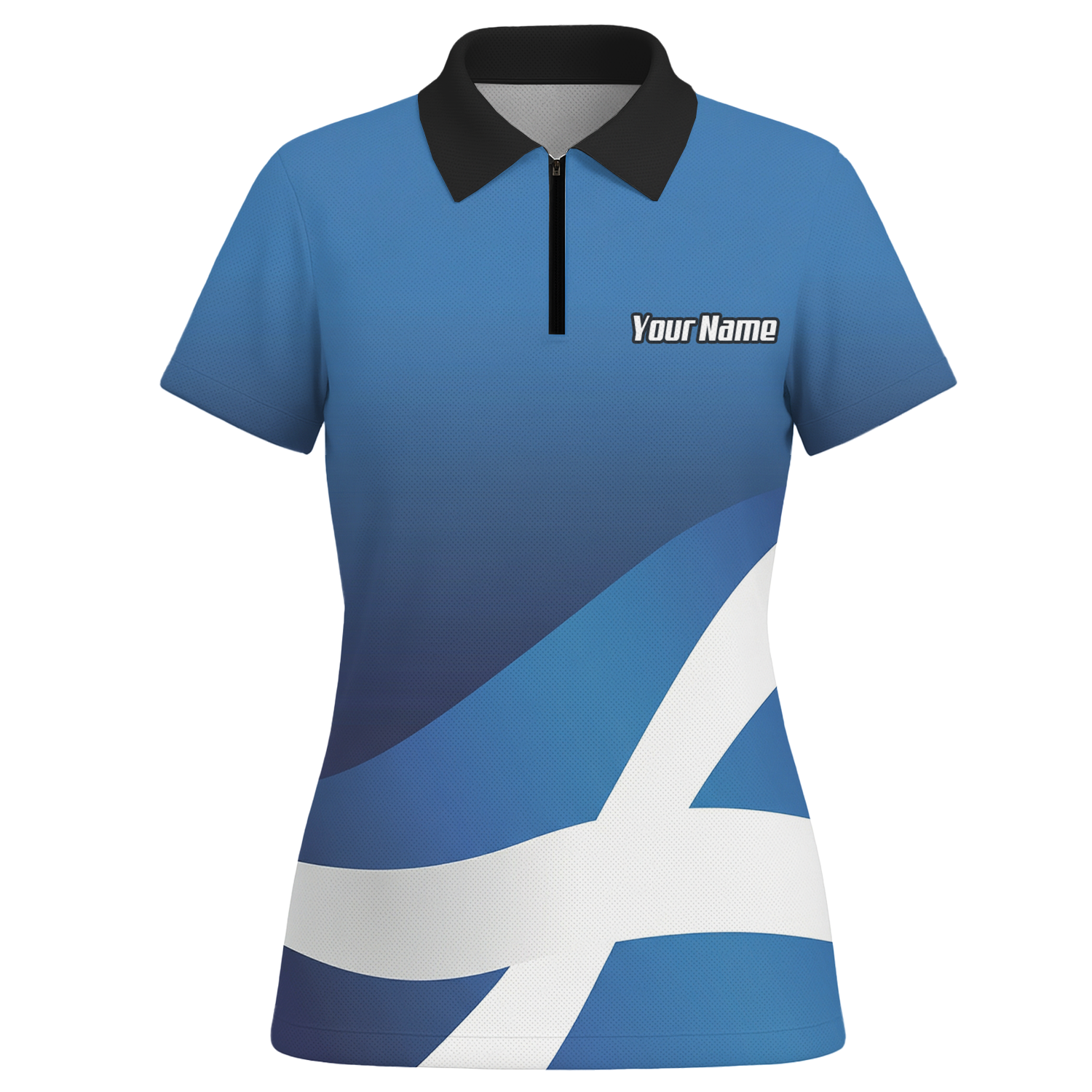Personalised Scotland Saltire Dart Jersey Polo and Zipper Blue White For Women Y3906 - Polo -w Zipper Yes