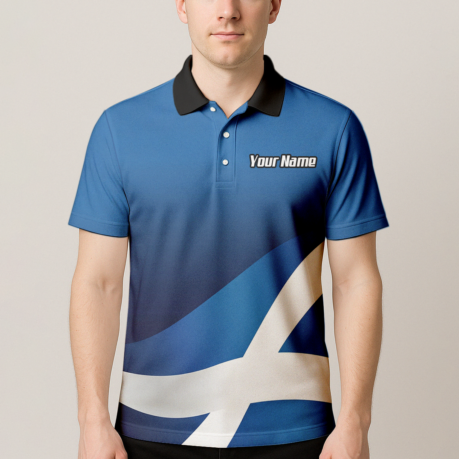 Personalised Scotland Saltire Dart Jersey Polo and Zipper Blue White For Men Y3906