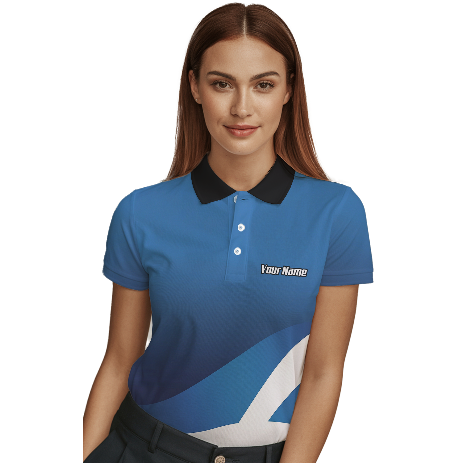 Personalised Scotland Saltire Dart Jersey Polo and Zipper Blue White For Women Y3906