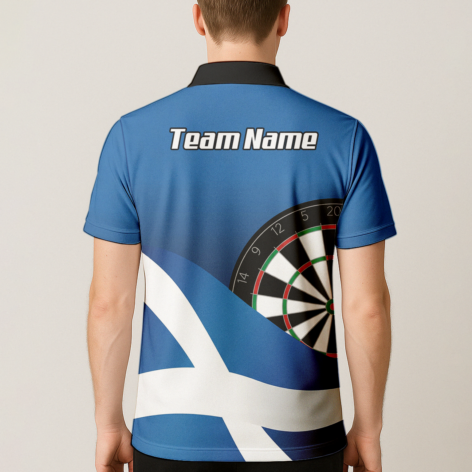 Personalised Scotland Saltire Dart Jersey Polo and Zipper Blue White For Men Y3906
