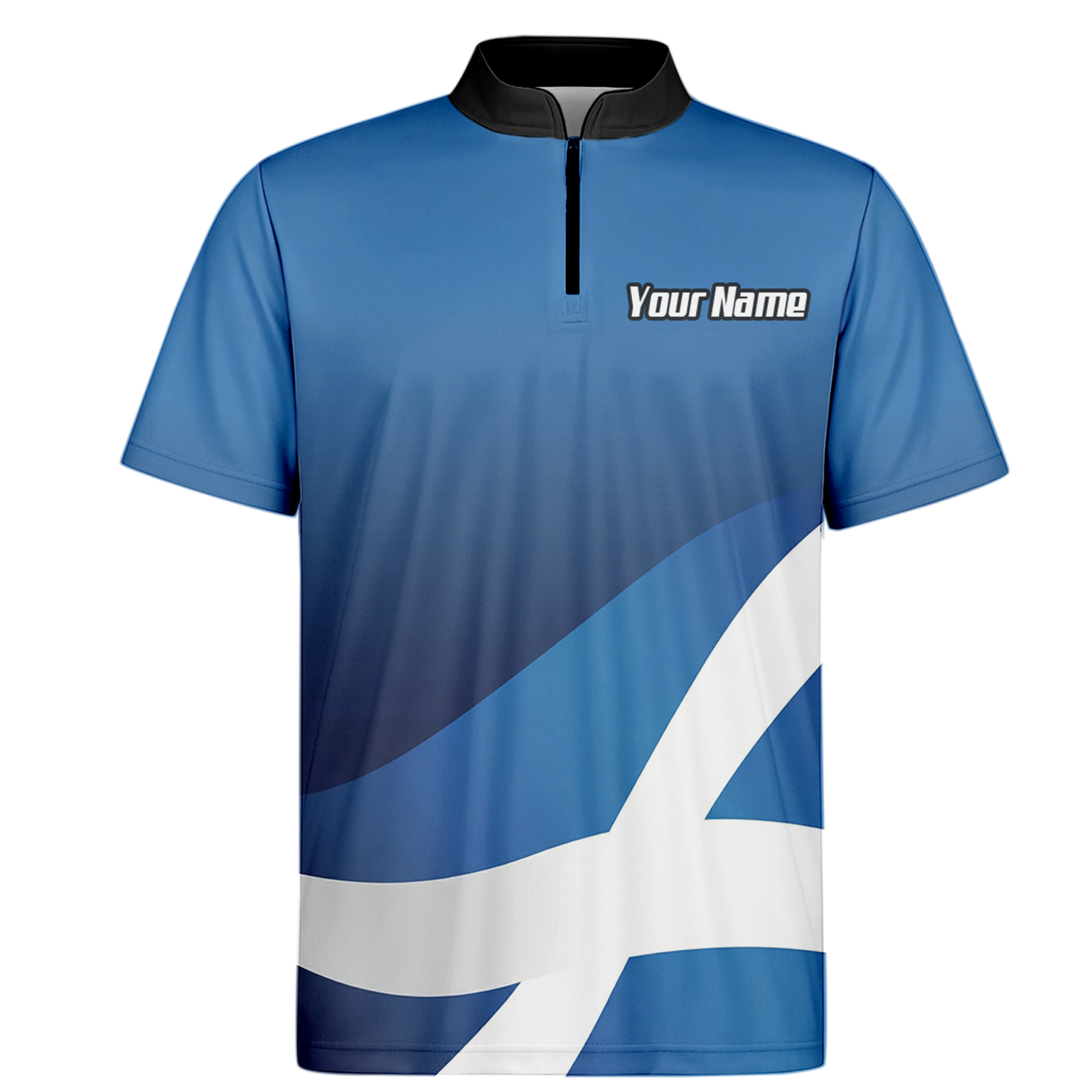 Personalised Scotland Saltire Dart Jersey Polo and Zipper Blue White For Men Y3906
