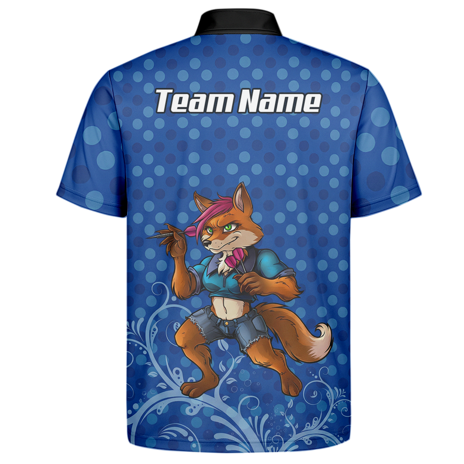 Personalised Fox Dart Jersey Polo and Zipper Blue Polka Dot For Men Y9578