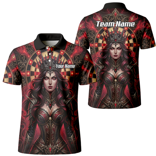 Personalised Gothic Queen Dart Jersey for Men Custom Red and Black Dart Polo Shirt Z3023