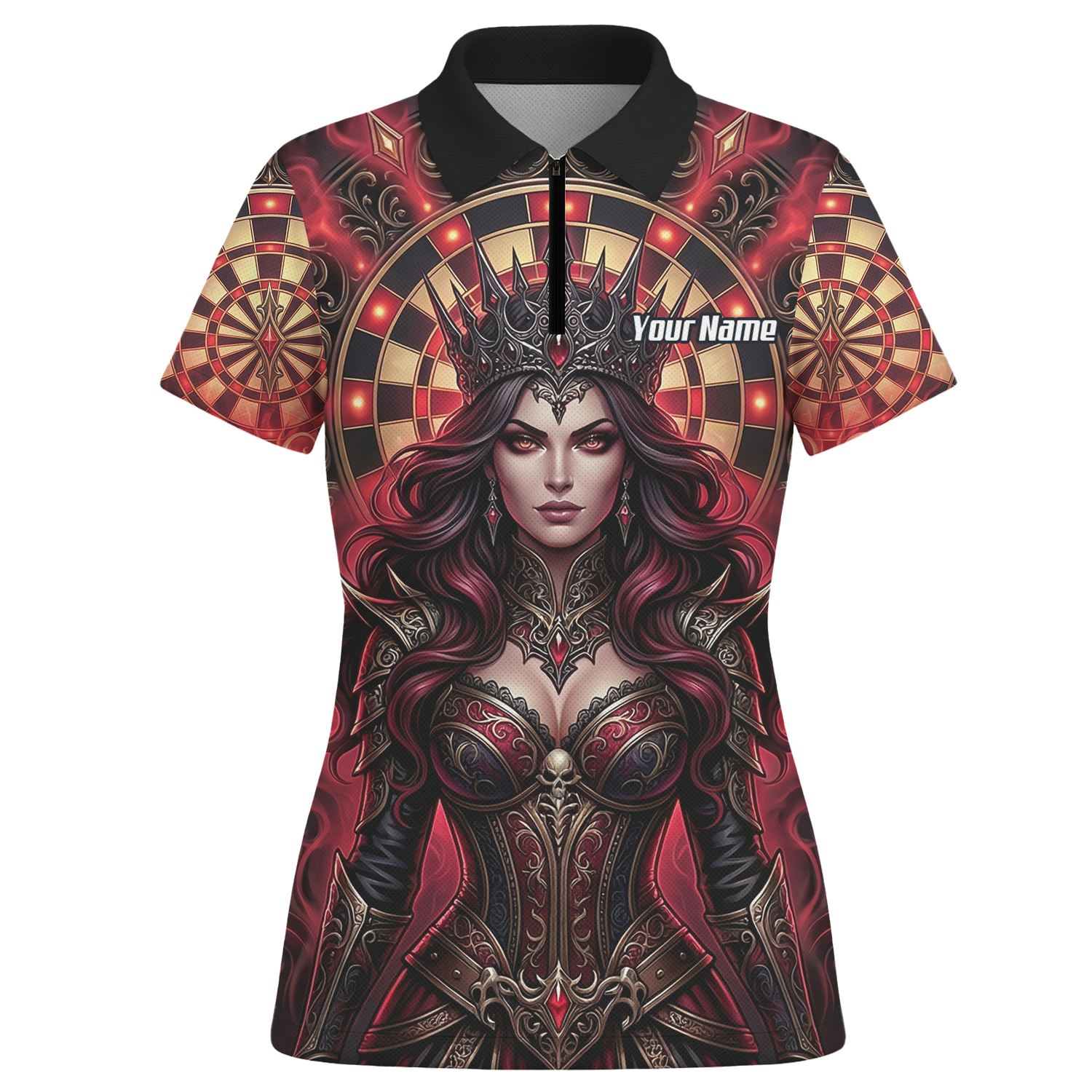 Personalised Gothic Queen Dart Jersey for Women Custom Red and Black Dart Polo Shirt Z3023