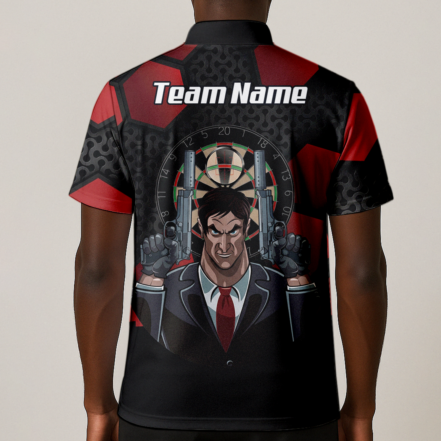 Personalised Hitman Agent Dart Jersey Red Black Polo and Zipper For Men Z5895
