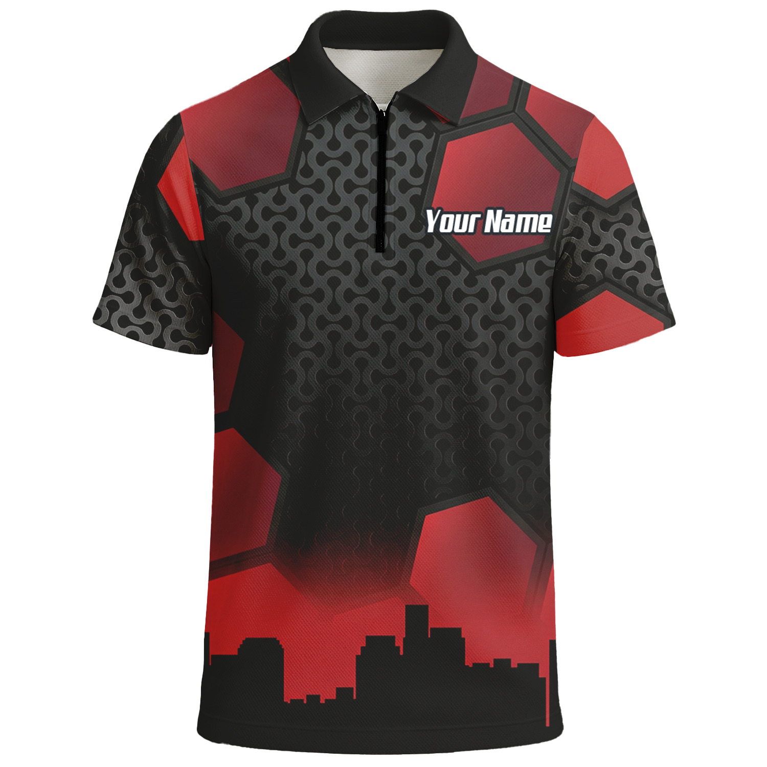 Personalised Hitman Agent Dart Jersey Red Black Polo and Zipper For Men Z5895 - Polo -w Zipper Yes