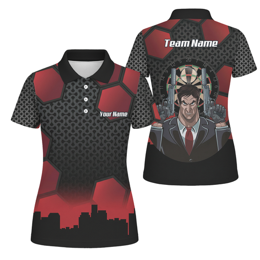 Personalised Hitman Agent Dart Jersey Red Black Polo and Zipper For Women Z5895 - Polo Yes