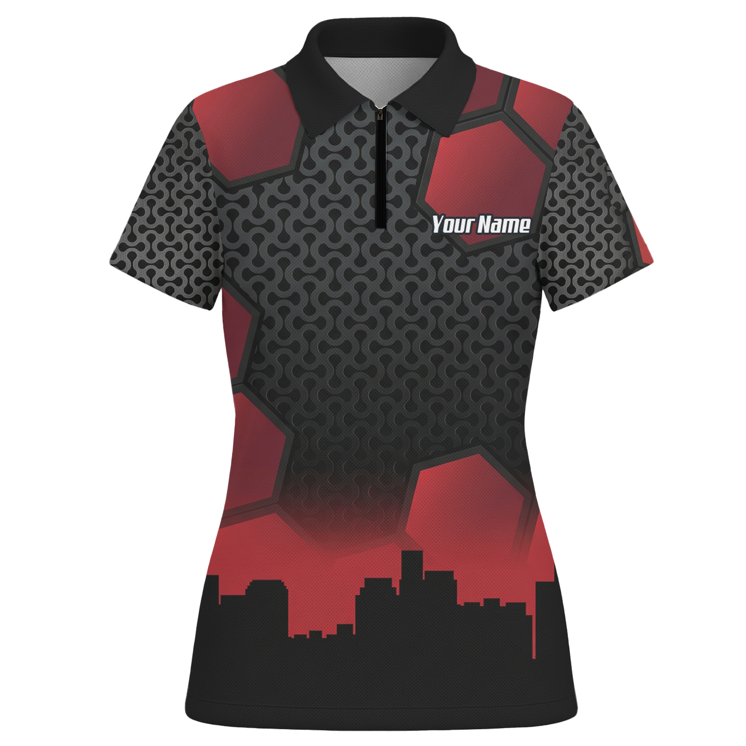 Personalised Hitman Agent Dart Jersey Red Black Polo and Zipper For Women Z5895 - Polo -w Zipper Yes