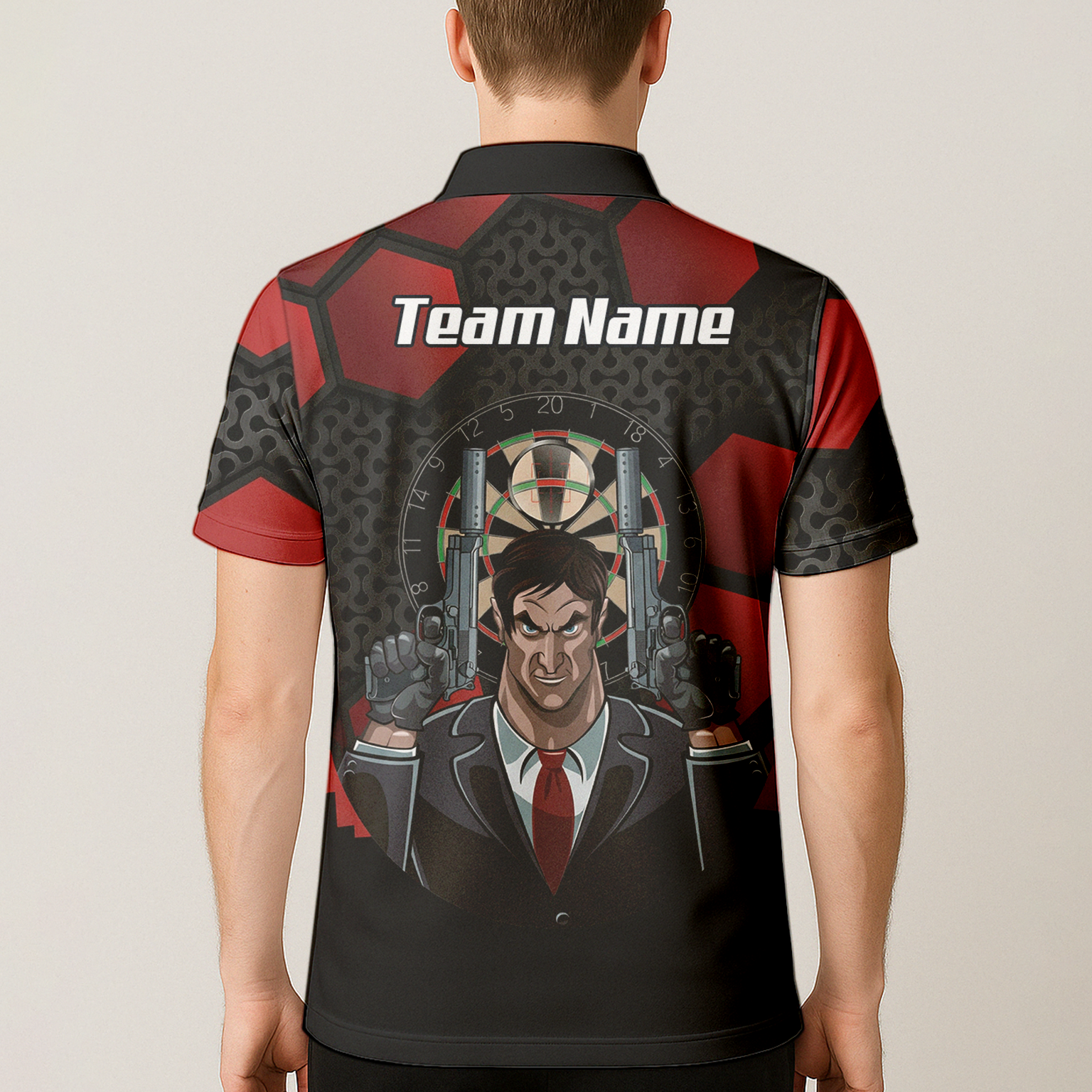 Personalised Hitman Agent Dart Jersey Red Black Polo and Zipper For Men Z5895