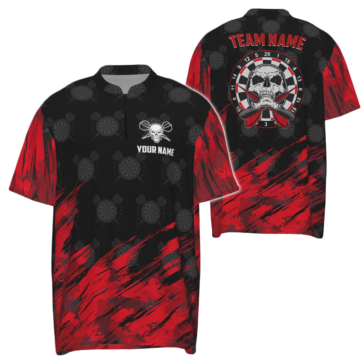 Dart Shirt with Skull Design - Red and Black Dart Jersey for Men R76