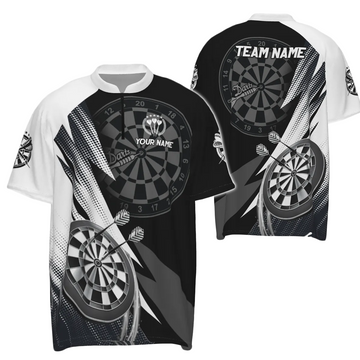 Black and White Darts 1/4 Zip Shirt for Men - Personalized Cool Darts Jersey O5645