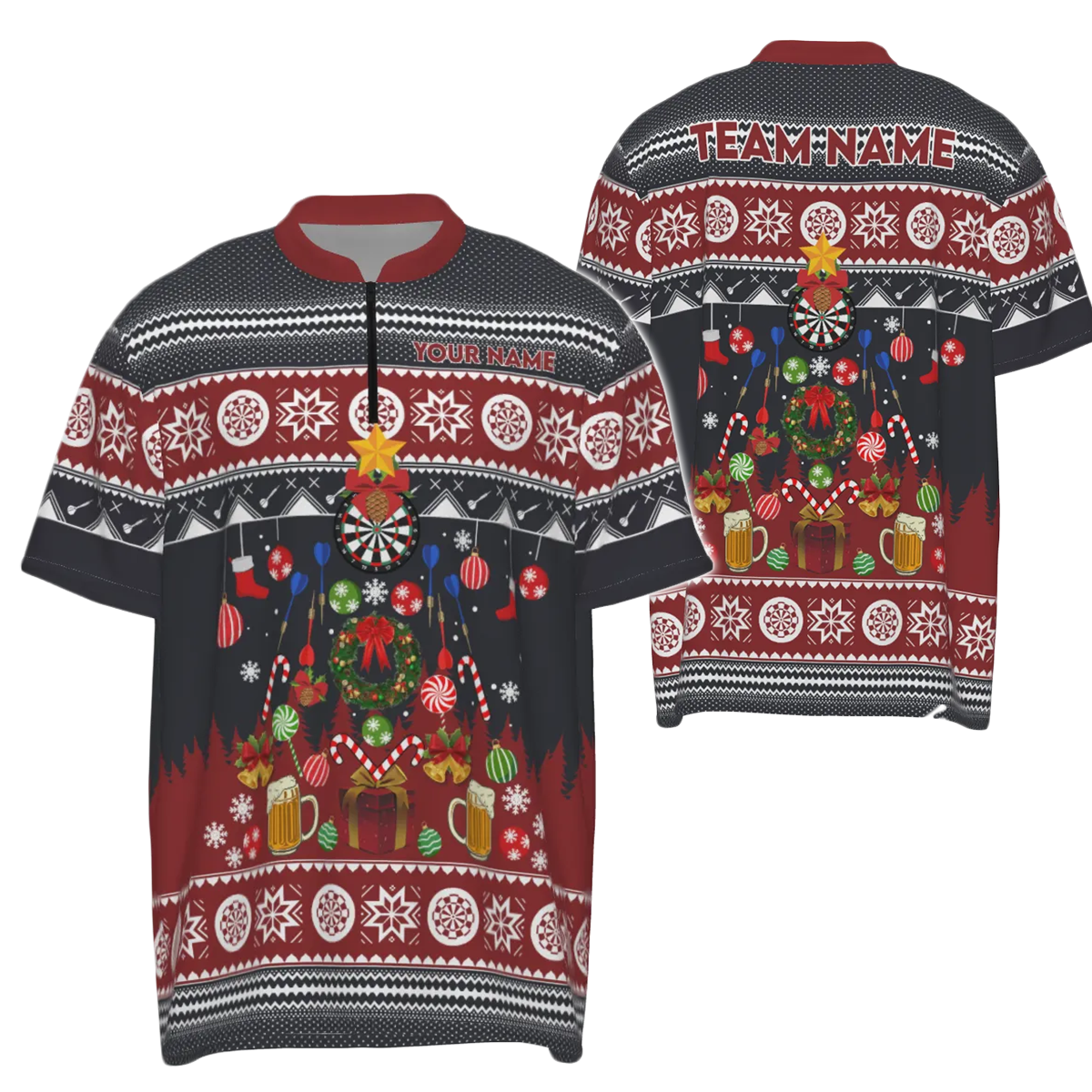 Christmas Darts Quarter-Zip Shirt for Men - Dart Shirt, Dart Jersey V118