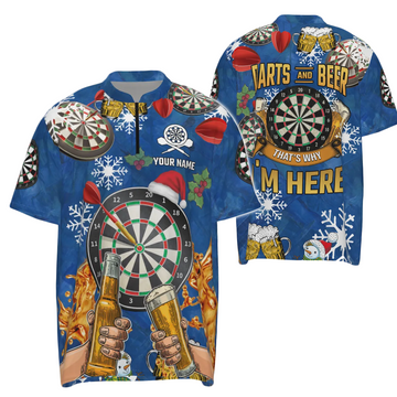 Darts shirt met kwartrits met darts en bier - Kerst darttruien voor heren A617