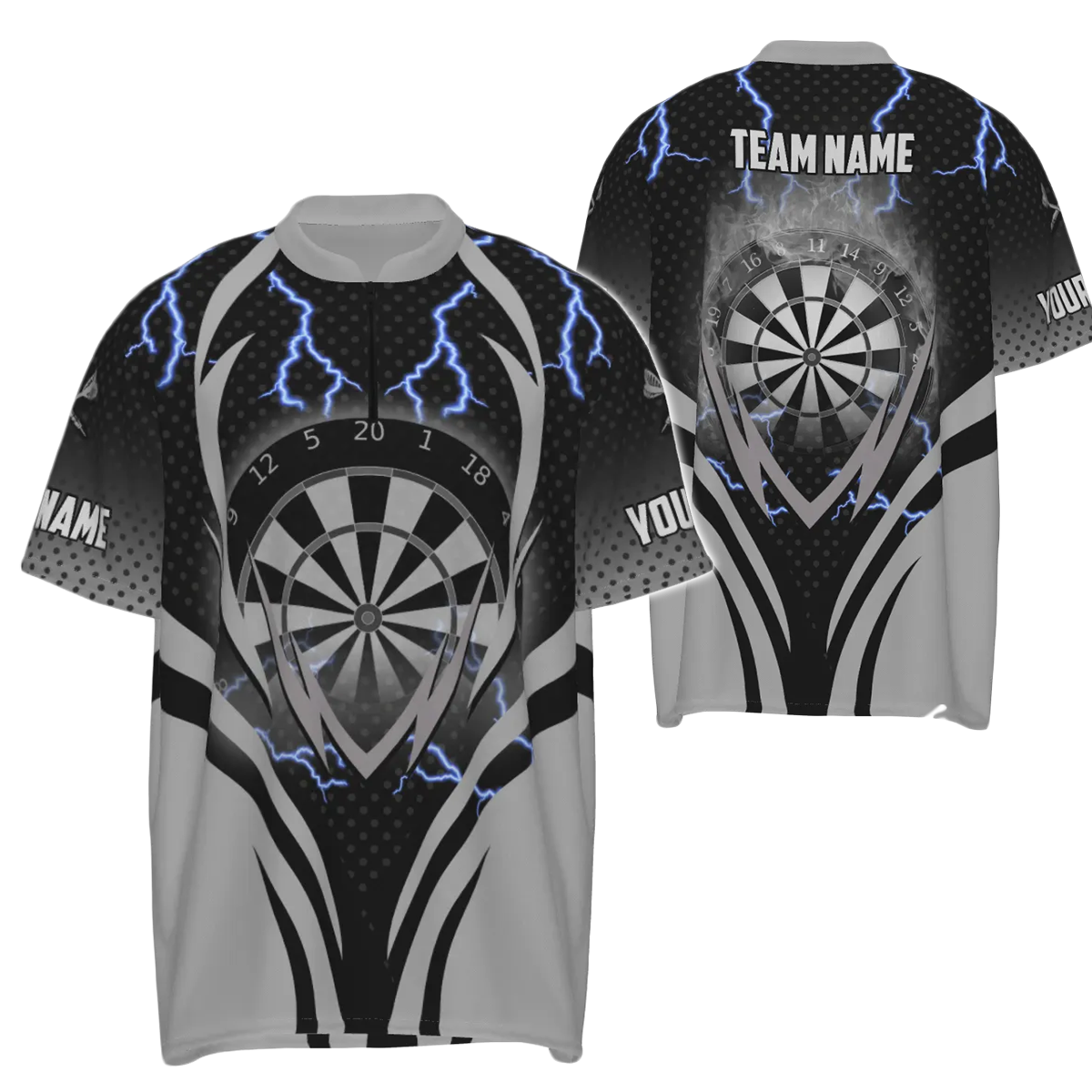 Dartshirt voor heren met kwartrits, cool dartshirt voor heren, dartjersey S366