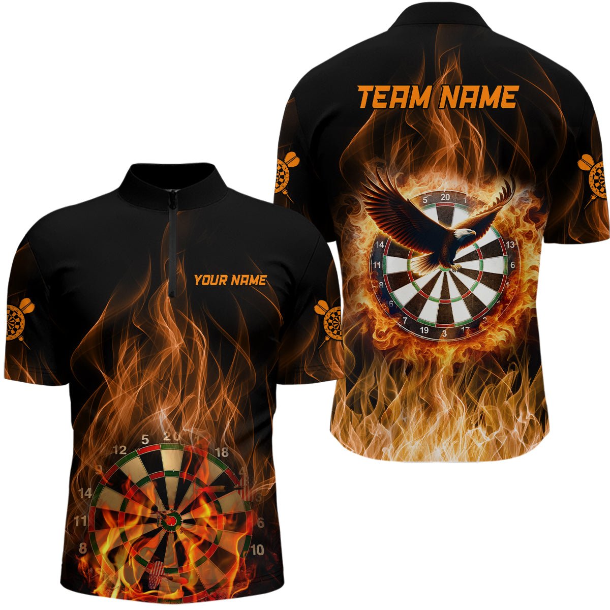 Feuerflamme Adler Herren Darts Polo Shirt | Personalisierte Dartshirts für Männer | Dart Trikots | L1446 - Outfitsuche