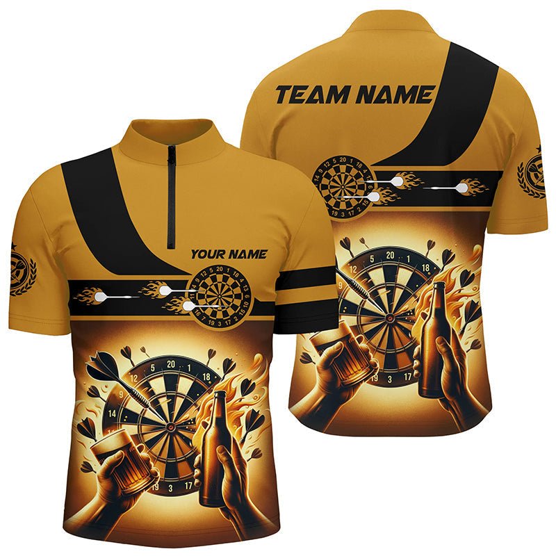 Gelbes Bier Herren Darts Polo Shirt | Personalisiertes Dartshirt für Männer | Lustiges Bier Dart Trikot L1380 - Outfitsuche