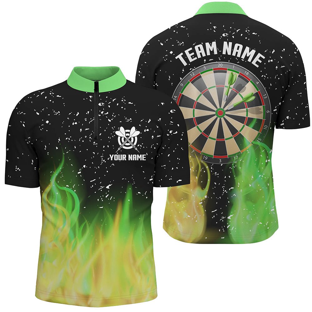 Grüne und Gelbe Feuer-Dartboard Herren Darts Polo-Shirts | Individuelle Dartshirts für Team Dart Trikots T1211 - Outfitsuche