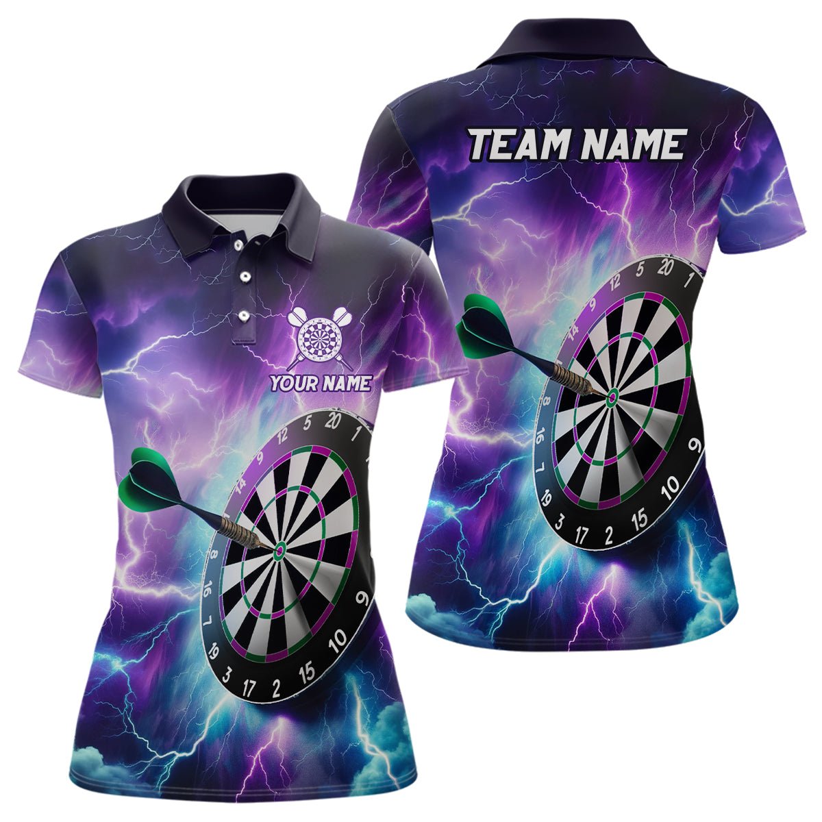 Personalised Lila Blitz Women's Darts Polo Shirt Custom Dart Jersey