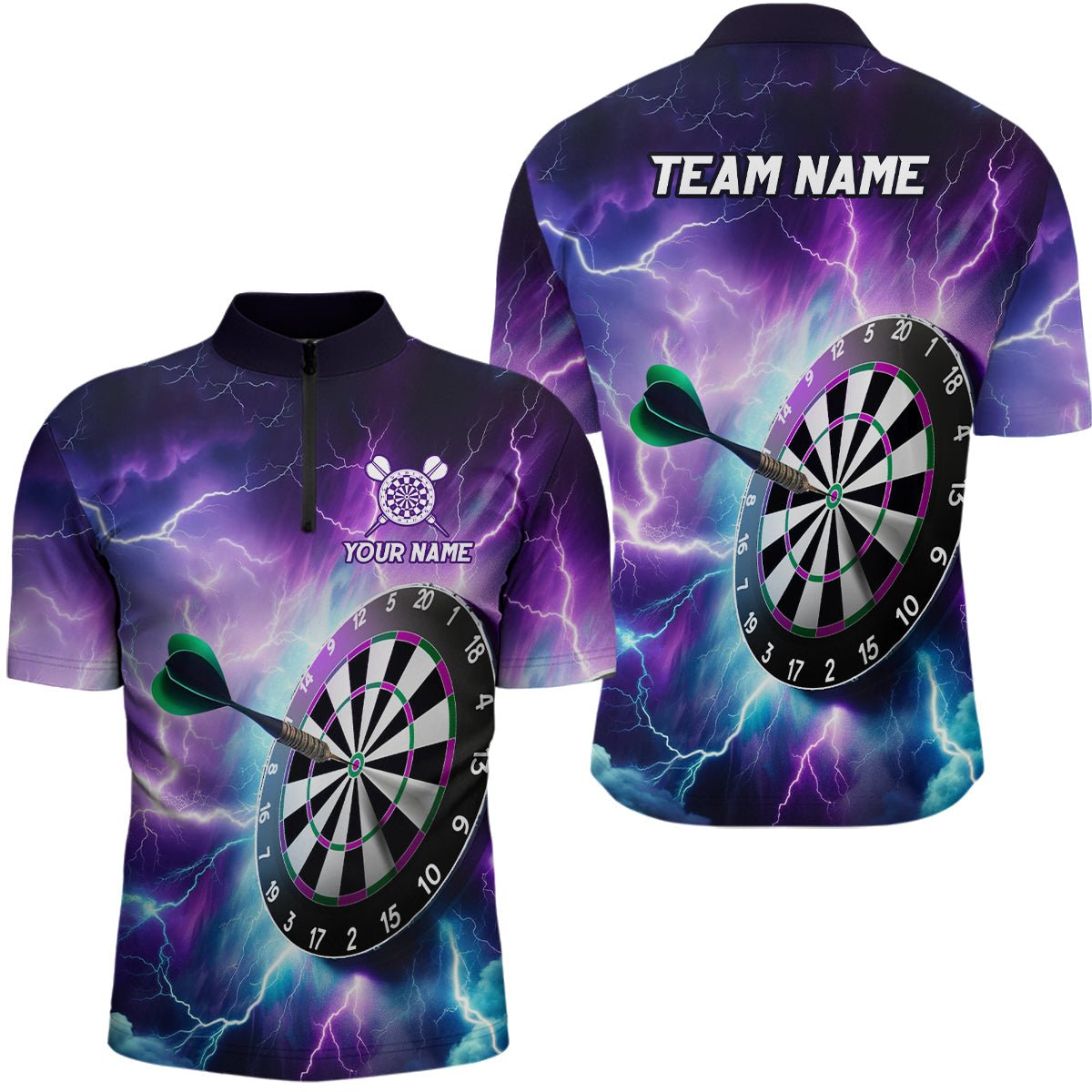 Lila Blitz Herren Darts Polo Shirt | Personalisiertes Dartshirt für Männer | Dart Trikot | Individuell gestaltbar | L1444 - Outfitsuche