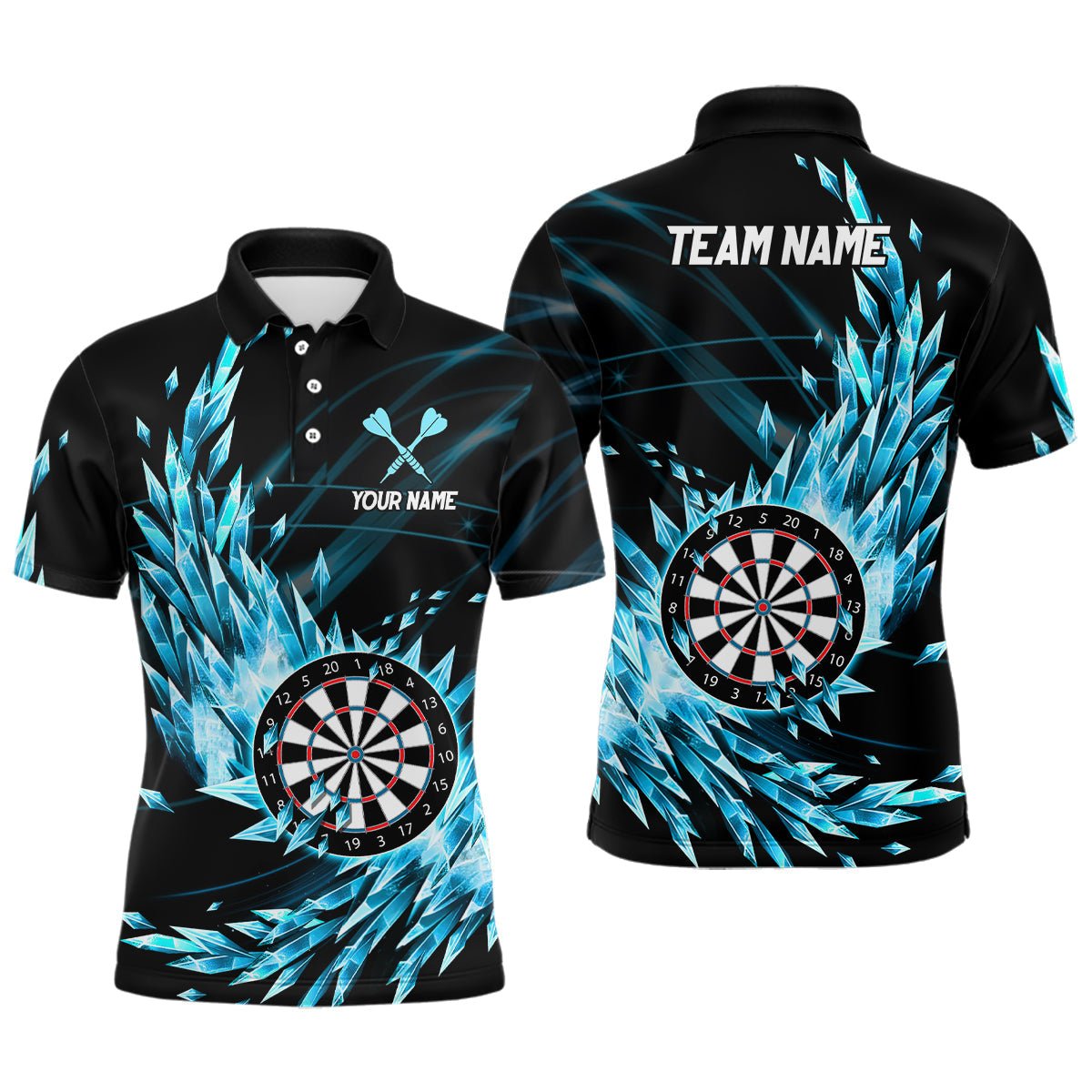 Personalisiertes Dart-Poloshirt für Herren mit Eisbär Motiv, Blau U3422