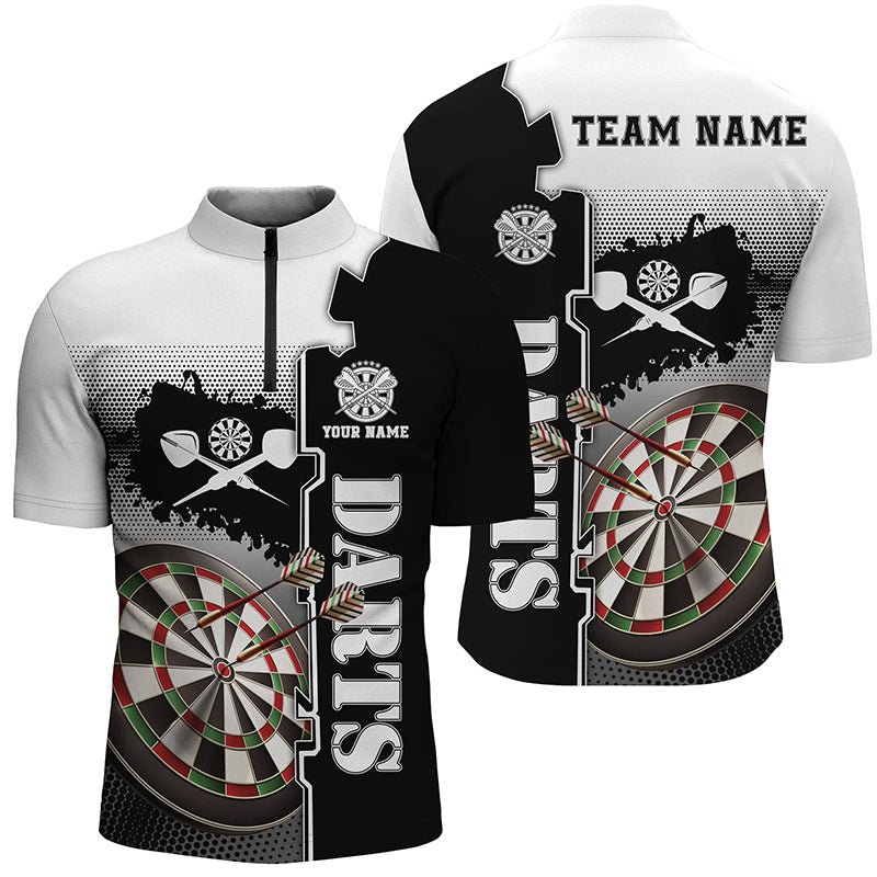 Personalisiertes Herren Darts Polo Shirt in Weiß und Schwarz | Maßgeschneidertes Dartshirt für Männer | Dart Team Trikot | L1295 - Outfitsuche