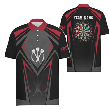 Black Sports Darts Polo Shirt for Men - Cool Dart Jersey P124