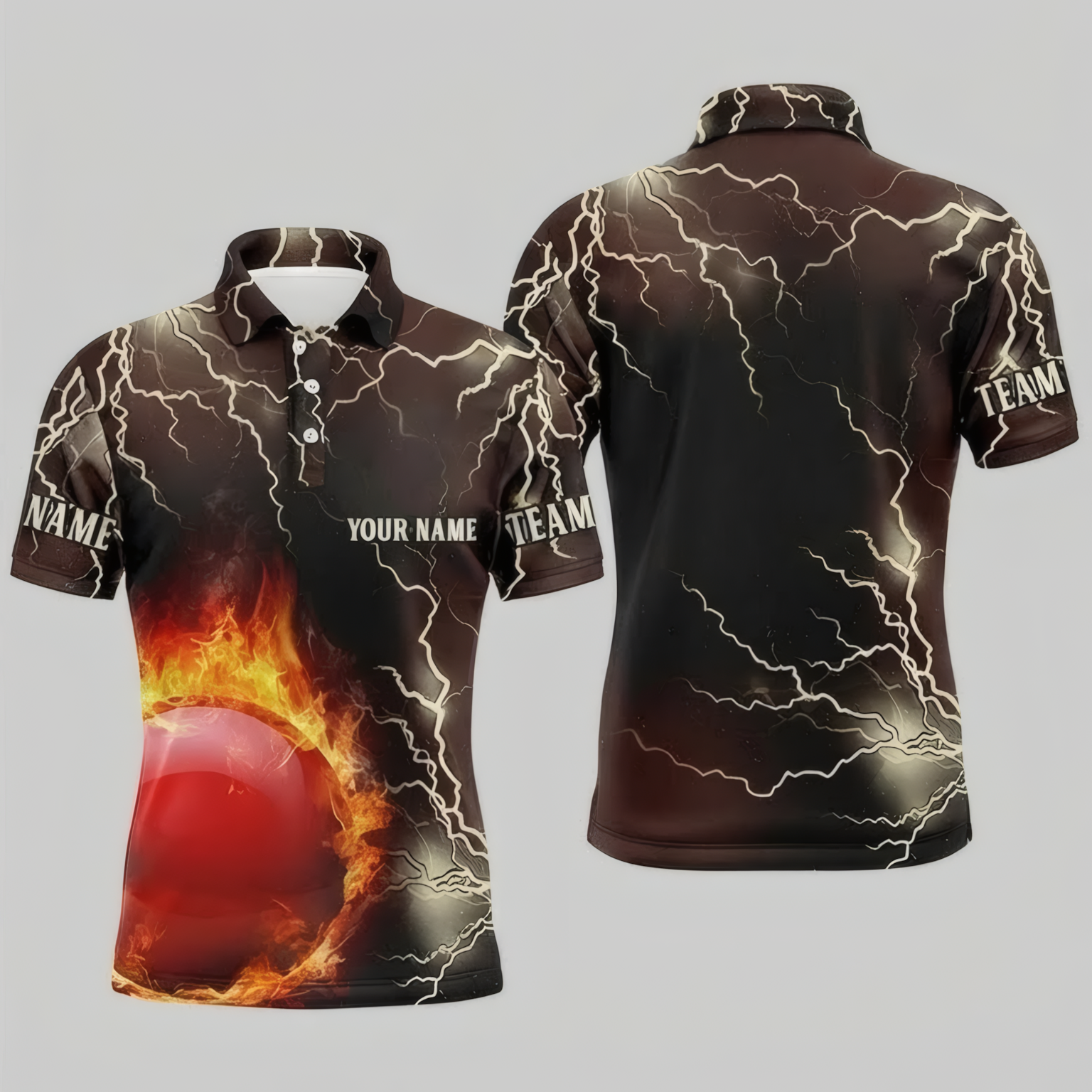 Personalised Lightning Flame Snooker Jersey Polo and Zipper Black Red For Men G3104 - Polo Women (Slim fit)