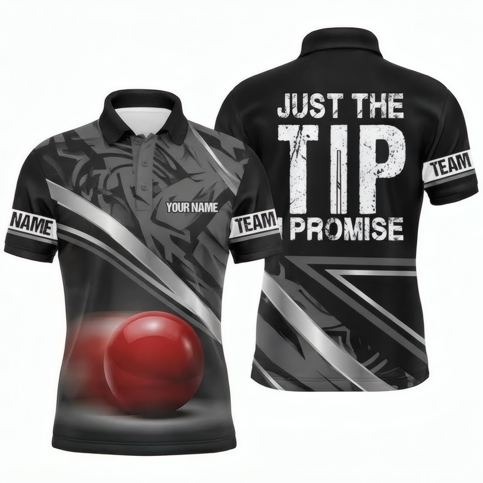Personalised Just The Tip Snooker Jersey Polo and Zipper Black Grey Red For Men S0510 - Polo Women (Slim fit)