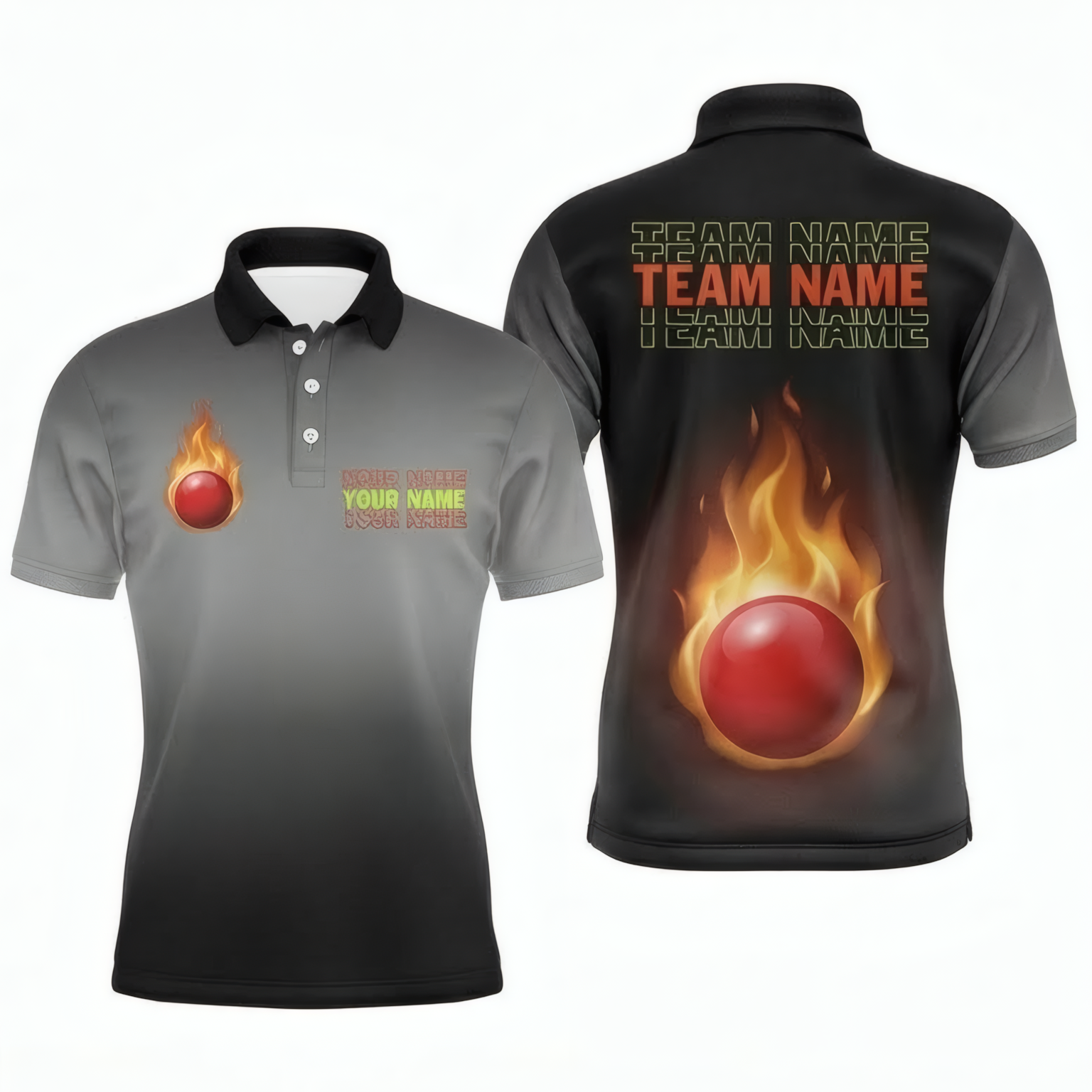 Personalised Flaming Red Ball Snooker Jersey Polo and Zipper For Men Grey Black Gradient T8868 - Polo Women (Slim fit)