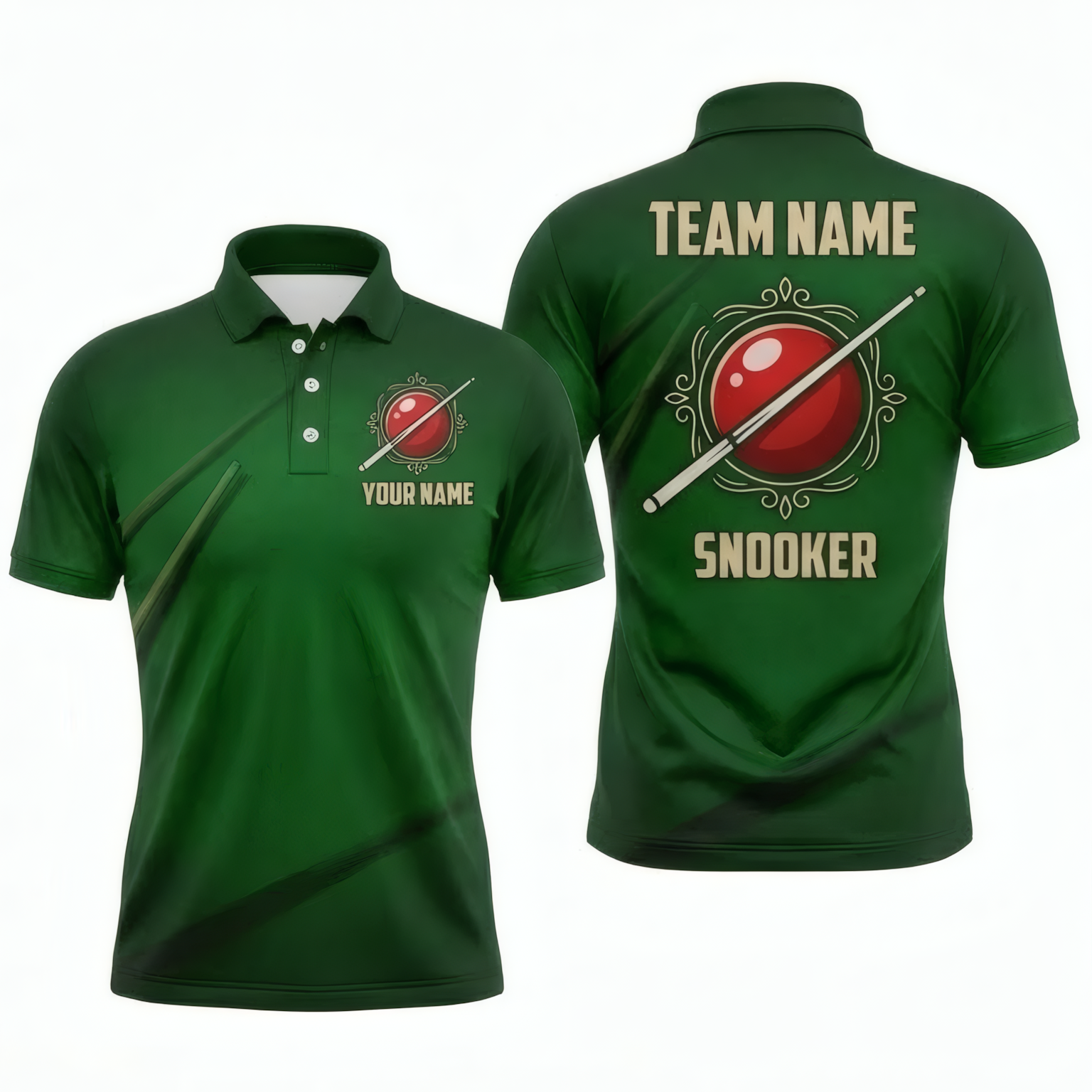 Personalised Red Ball Snooker Jersey Polo and Zipper Green For Men L1555 - Polo Women (Slim fit)