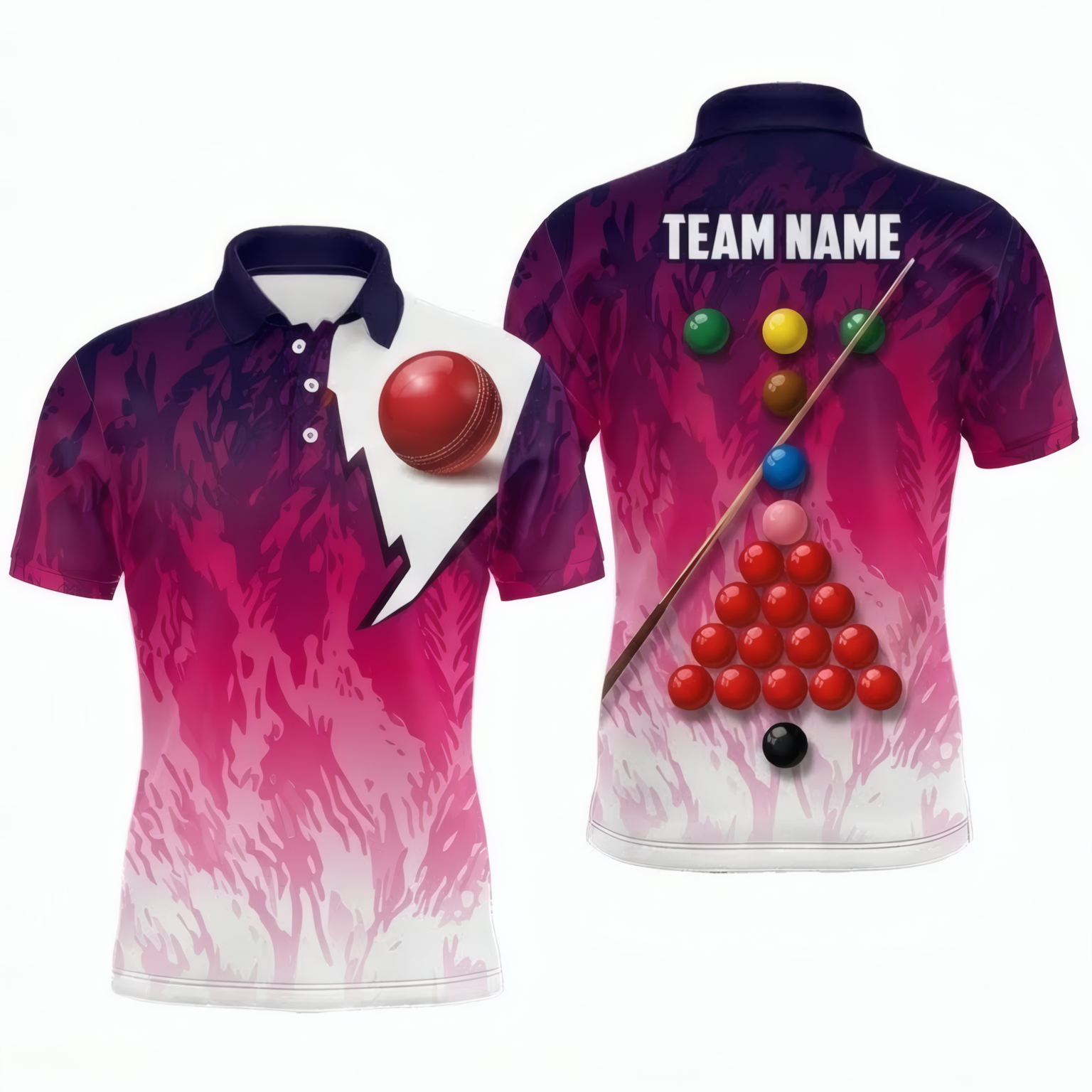 Personalised Abstract Splash Snooker Jersey Polo and Zipper Pink Purple White For Men O6591 - Polo Women (Slim fit)
