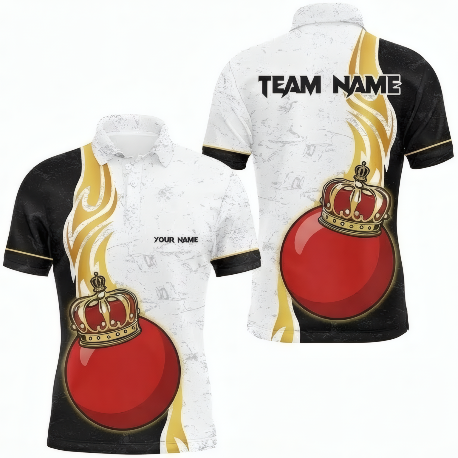 Personalised Crown Red Ball Snooker Jersey Polo and Zipper Custom Shirt Men's Black White Gold M4873 - Polo Women (Slim fit)
