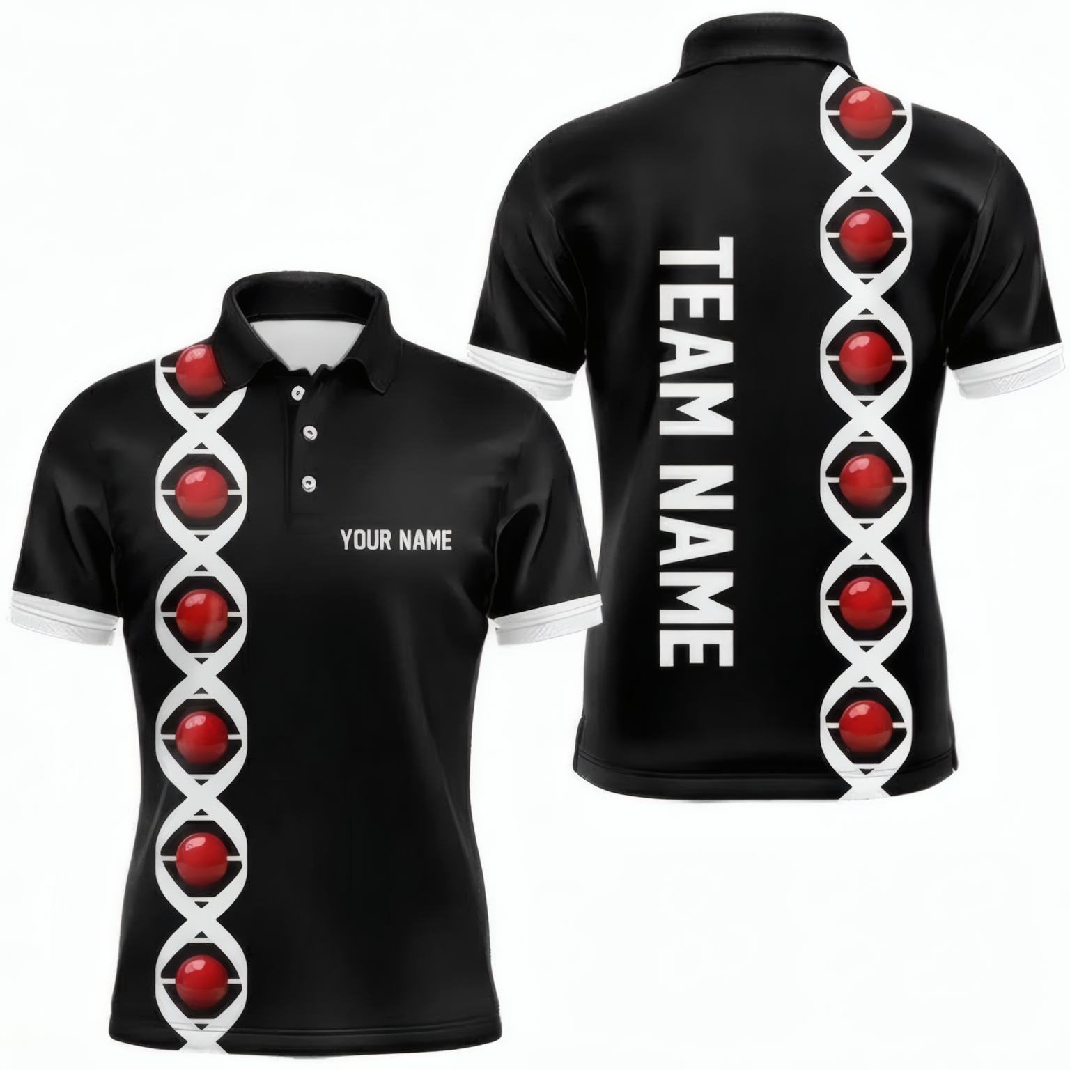 Personalised DNA Ball Snooker Jersey Custom Polo and Zipper Shirt Black Red For Men C1258 - Polo Women (Slim fit)