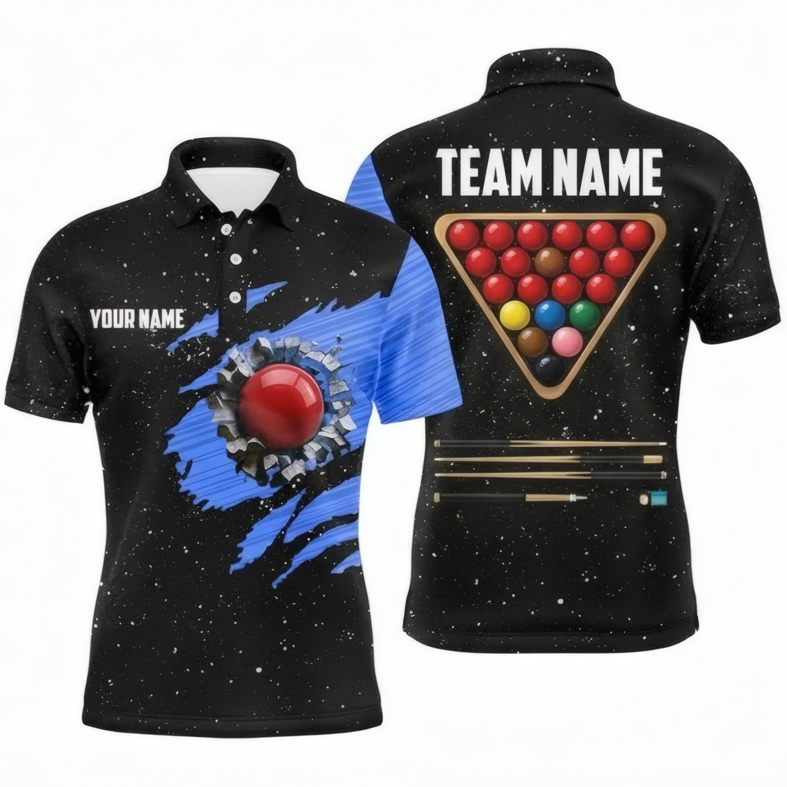 Personalised Snooker Ball Break Jersey Custom Polo and Zipper Shirt Blue Black For Men J3861 - Polo Women (Slim fit)