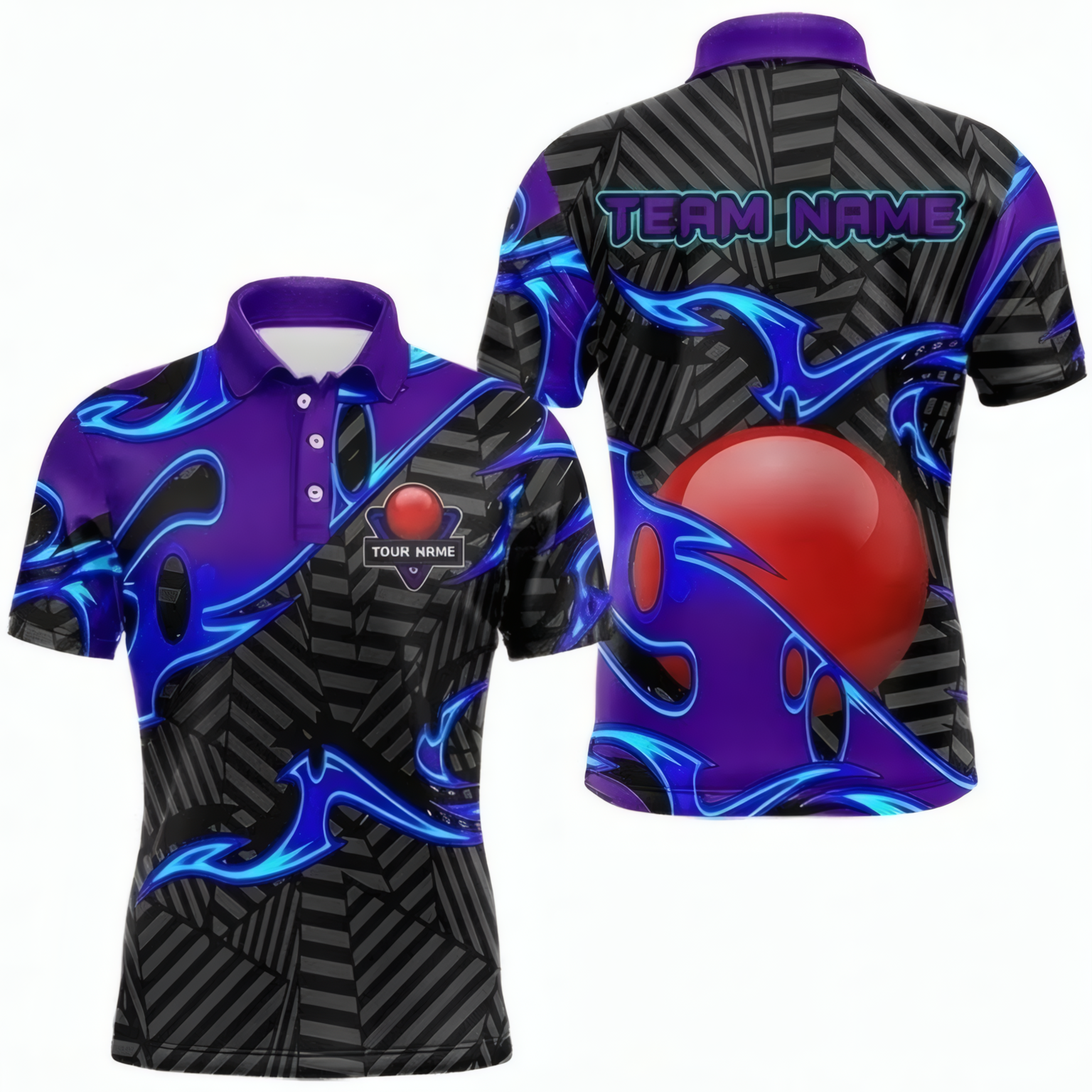 Personalised Abstract Flame Snooker Jersey Polo and Zipper Purple Blue Black For Men B8108 - Polo Women (Slim fit)