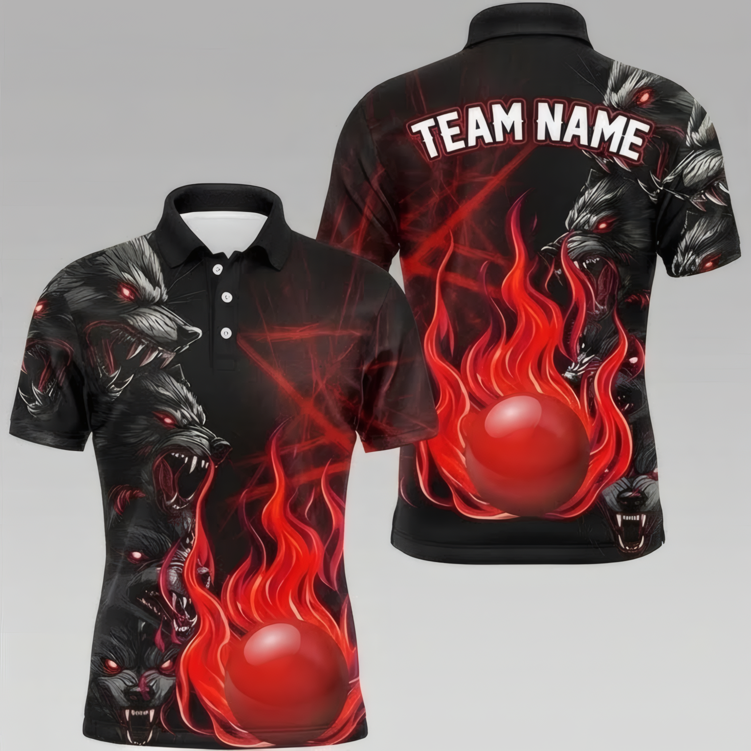 Personalised Wolf Fire Flame Snooker Jersey Polo and Zipper Red Black For Men Y5603 - Polo Women (Slim fit)